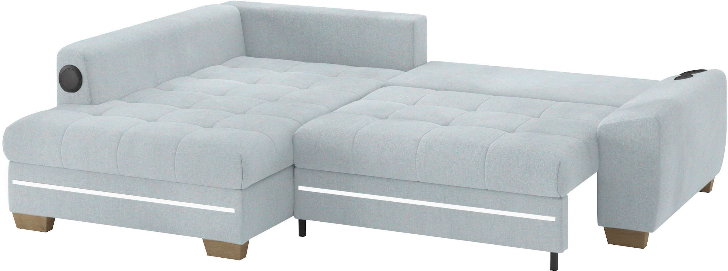 Mr. Couch Ecksofa »Nikita II, L-Form«, mit Kaltschaum, RGB-LED, Soundsystem, wahlweise mit Bett, Bettkasten