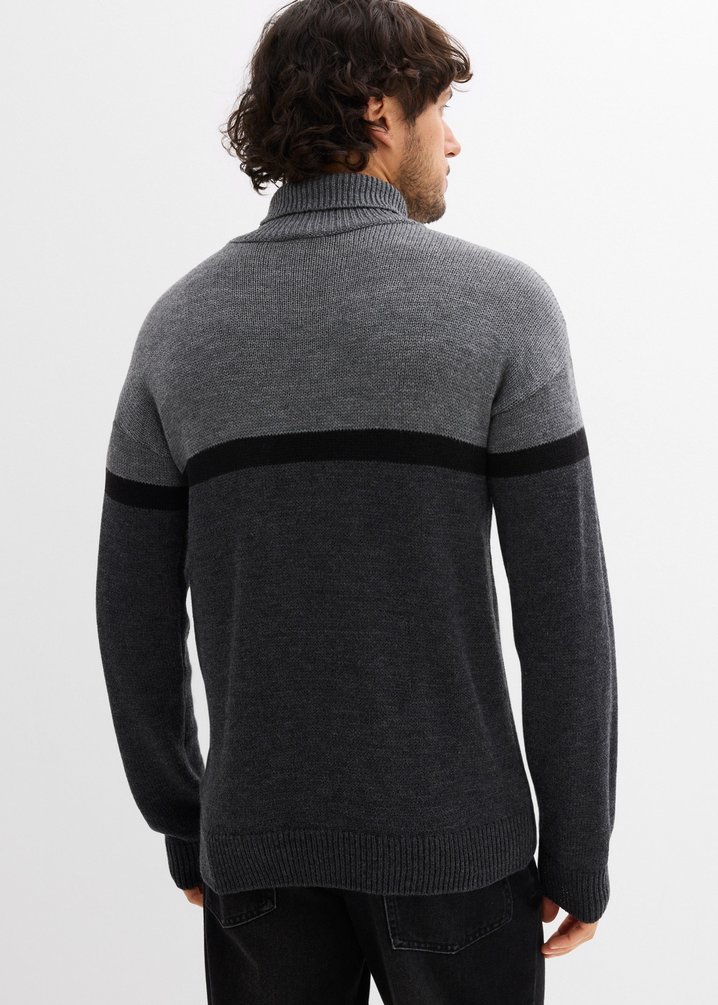bonprix Rollkragenpullover Regular Fit, Colorblocking Look