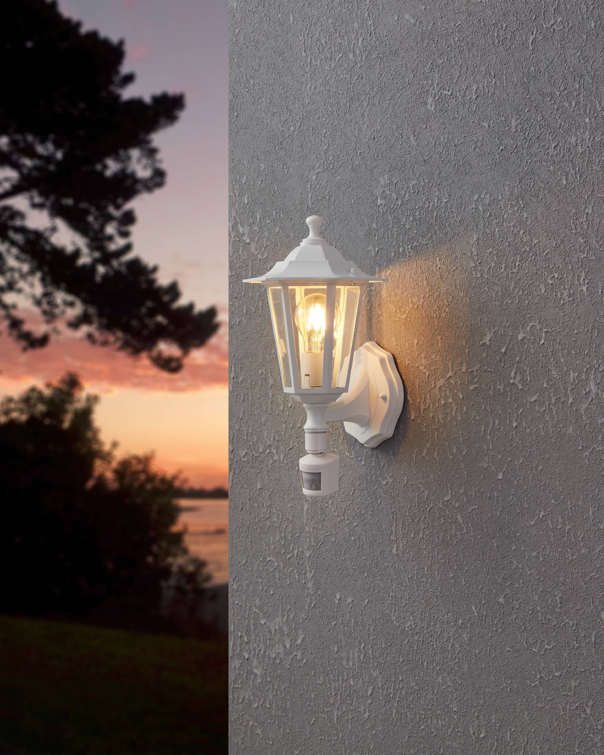 EGLO Wandleuchte »Laterna 5 Außen-Wandlampe, Außenleuchte, Aluguss und Glas, E27, IP44« E27 1 Stk. Wand-/Deckenleuchte - L16,5 x H36 x AL21,5 cm - weiß - 1X60W exkl.