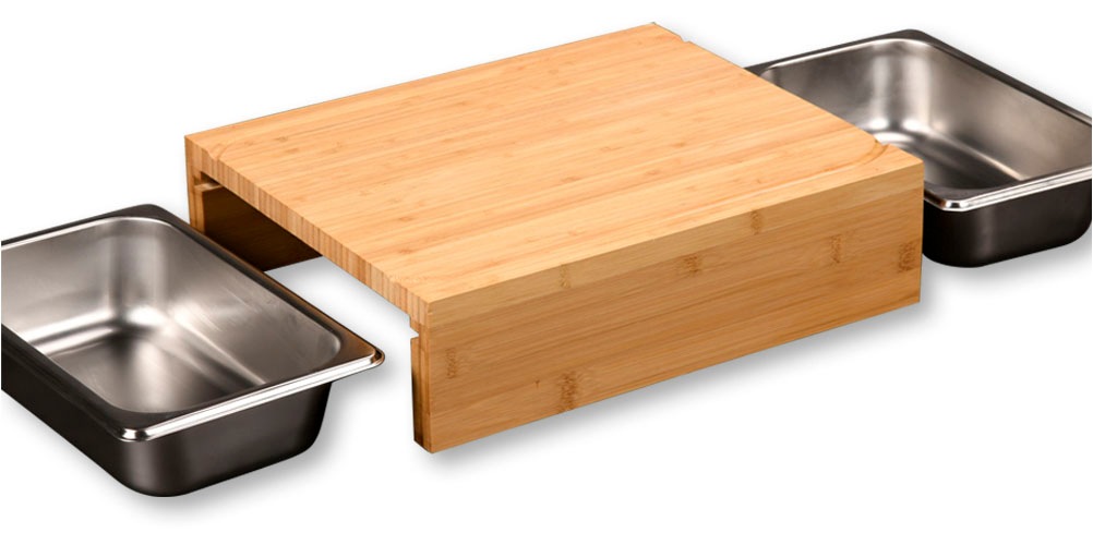 KESPER® Schneidebrett »mit 2 herausziehbaren Auffangschalen«, (Set, 3 St., günstig online kaufen