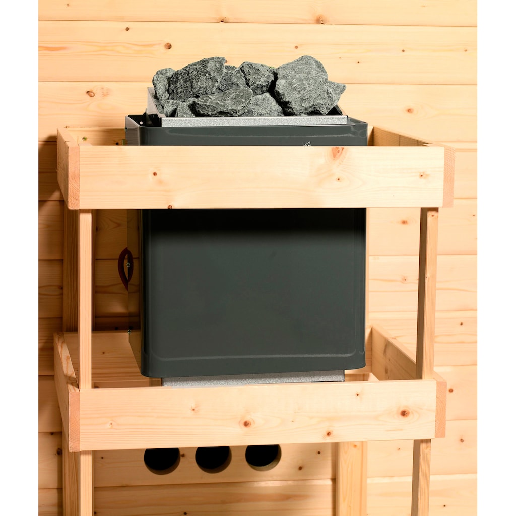 Karibu Sauna »Nanna«, (Set), 3,6-kW-Plug & Play Ofen mit integrierter Steuerung