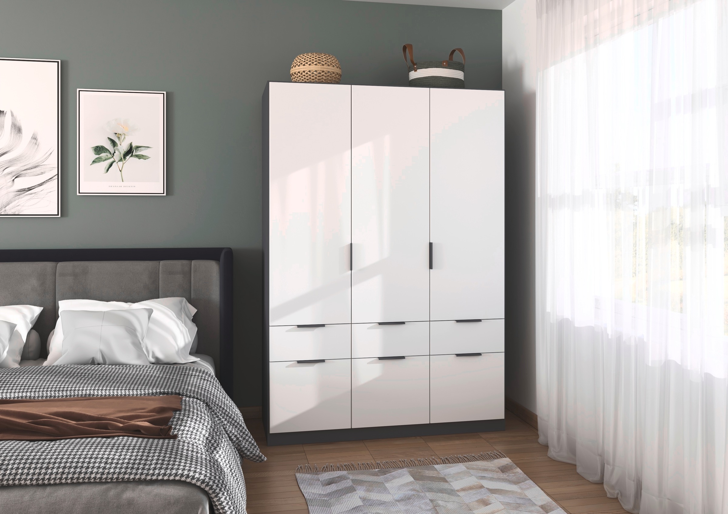 rauch Kleiderschrank »Kleiderschrank Schrank Garderobe Wäscheschrank DUNDEE«, (mit 3 Griff-Varianten), Schubladen in zwei Höhen, optional mit Spiegel MADE IN GERMANY