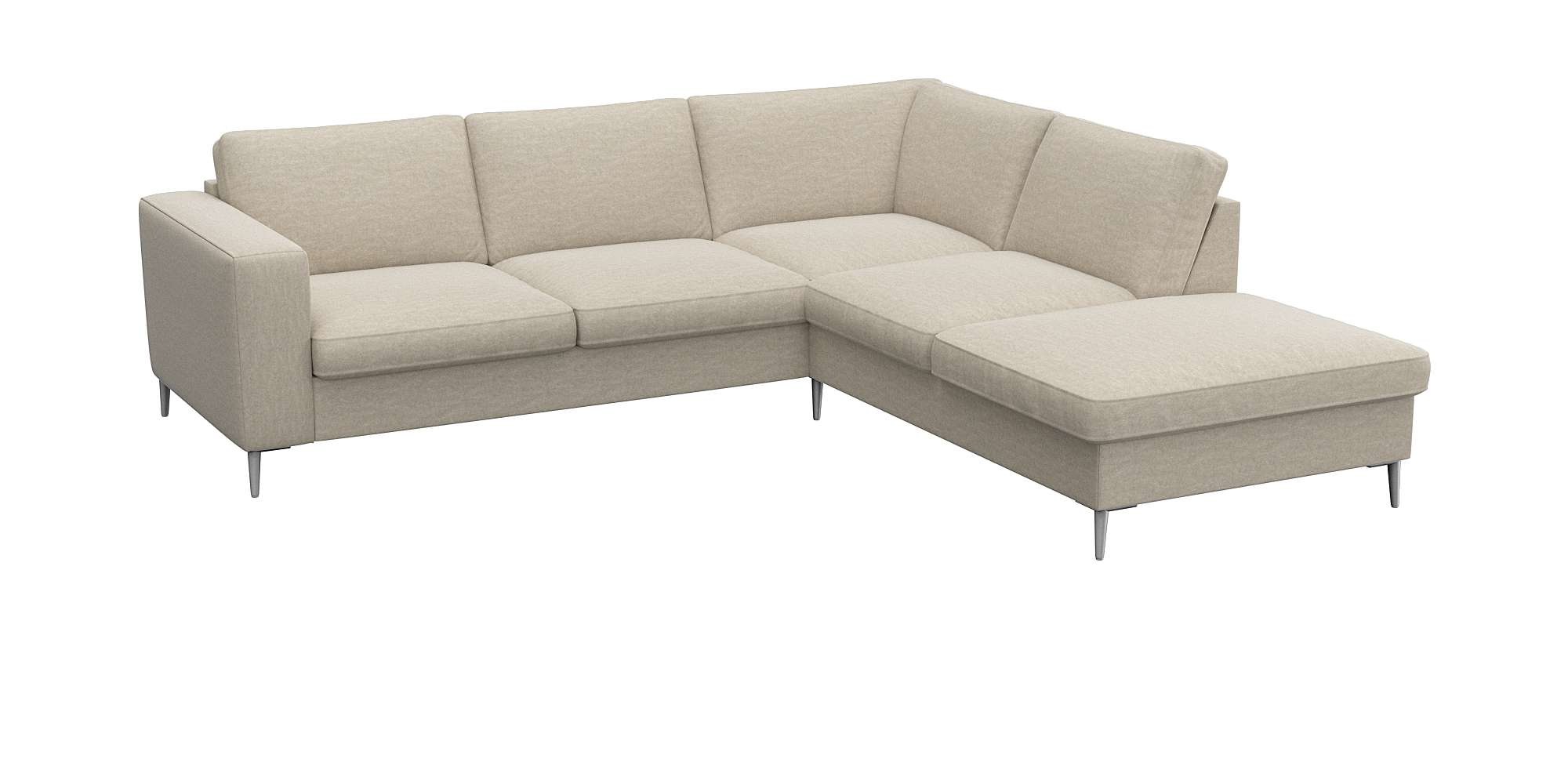 FLEXLUX Ecksofa »Fiore, L-Form«, breite Armlehnen, Füße alufarben, B/T 241/225 cm, Kaltschaum im Sitz