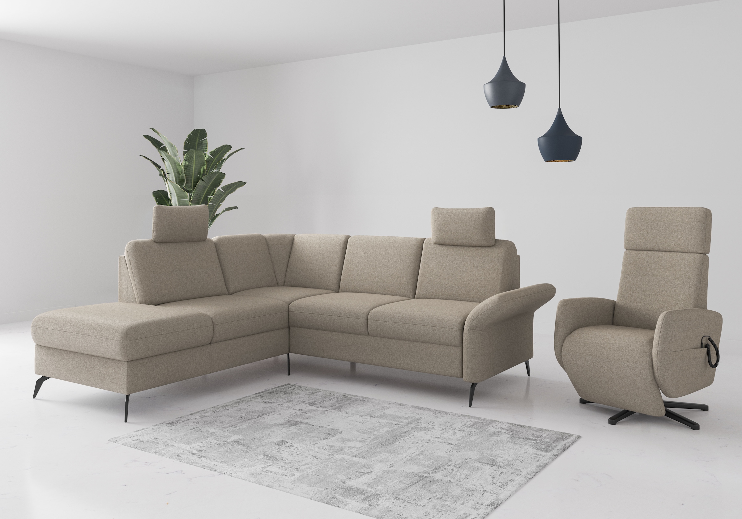Home affaire Ecksofa »Rochelle«, optional: Armteilverstellung, klappbar, Bettkasen