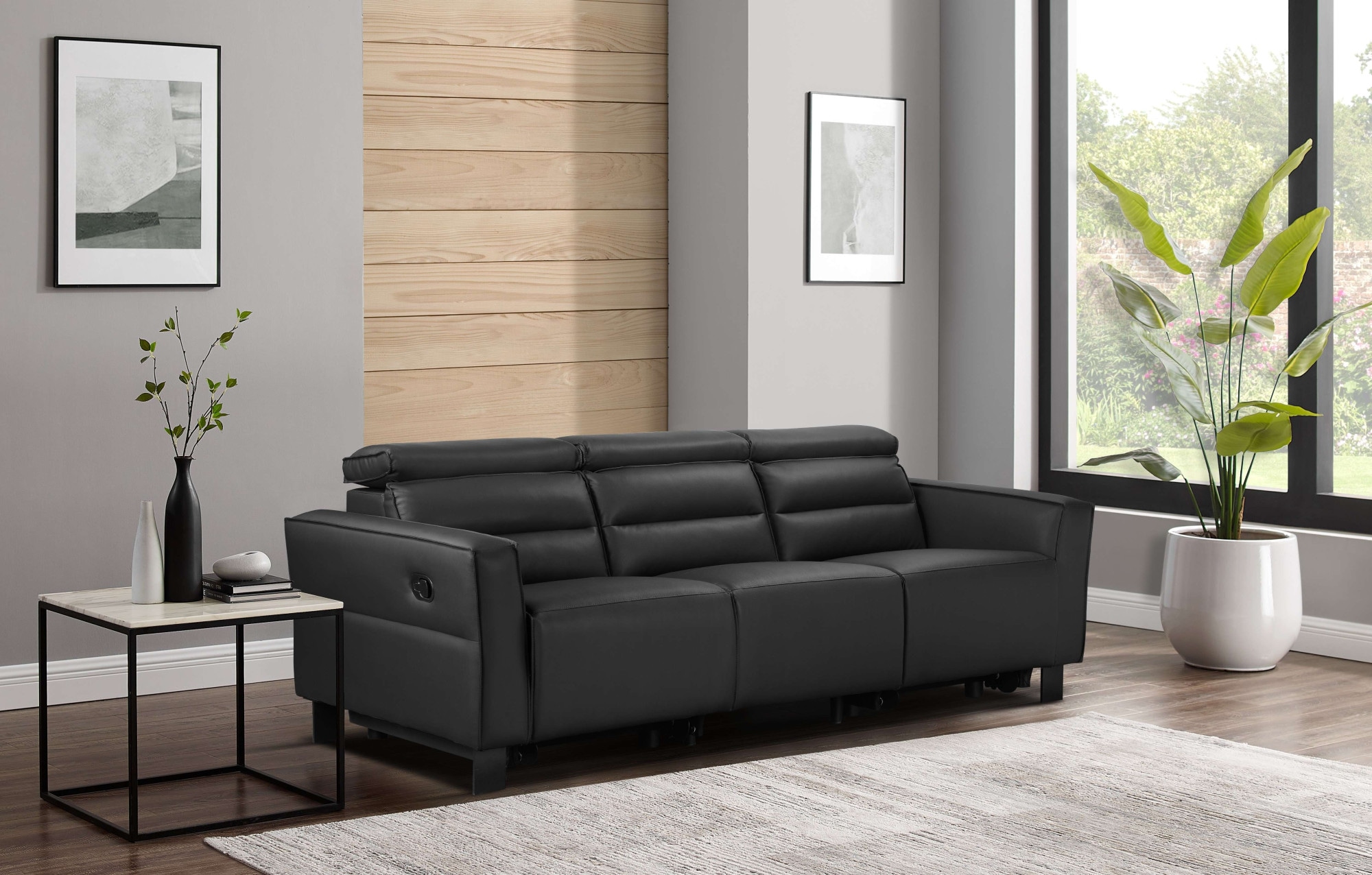 Places of Style 3-Sitzer »Carpari, 224cm, manuelle od. elektrische Relaxfunktion in 2 Sitzen«, mit USB-A/C, Kopfteilverstellung, Echtleder, Kunstleder, Webstoff