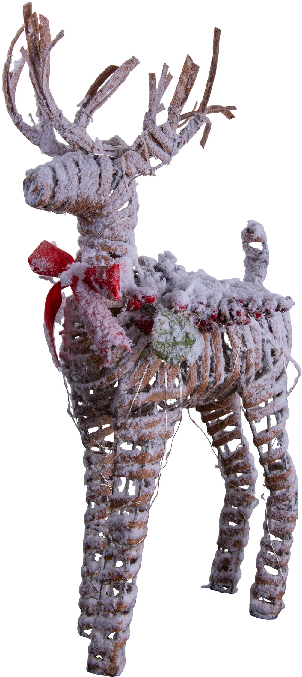 näve Dekolicht »Rentier« 1 Stk. Warmweiß natur rot weiß 40x10x10cm Timer 30xLED batteriebetrieben