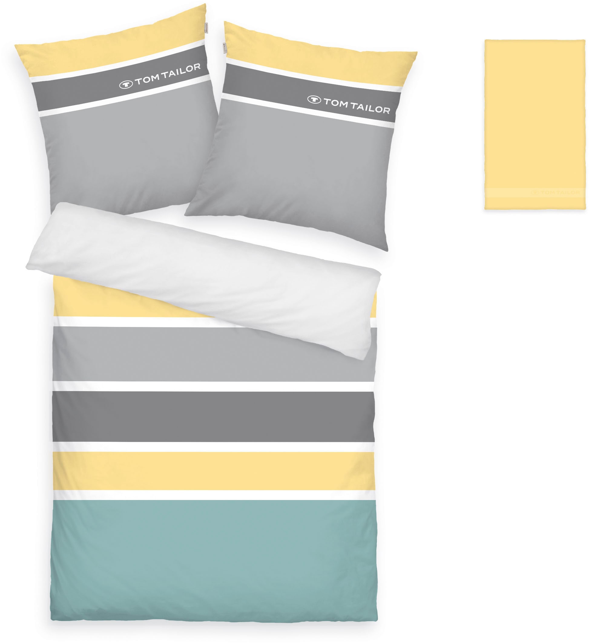 TOM TAILOR HOME Bettwäsche »Felix in Gr. 135x200 oder 155x220 cm«, mit GRATIS-Zugabe: Gästehandtuch (100% Baumwolle), mit Reißverschluss