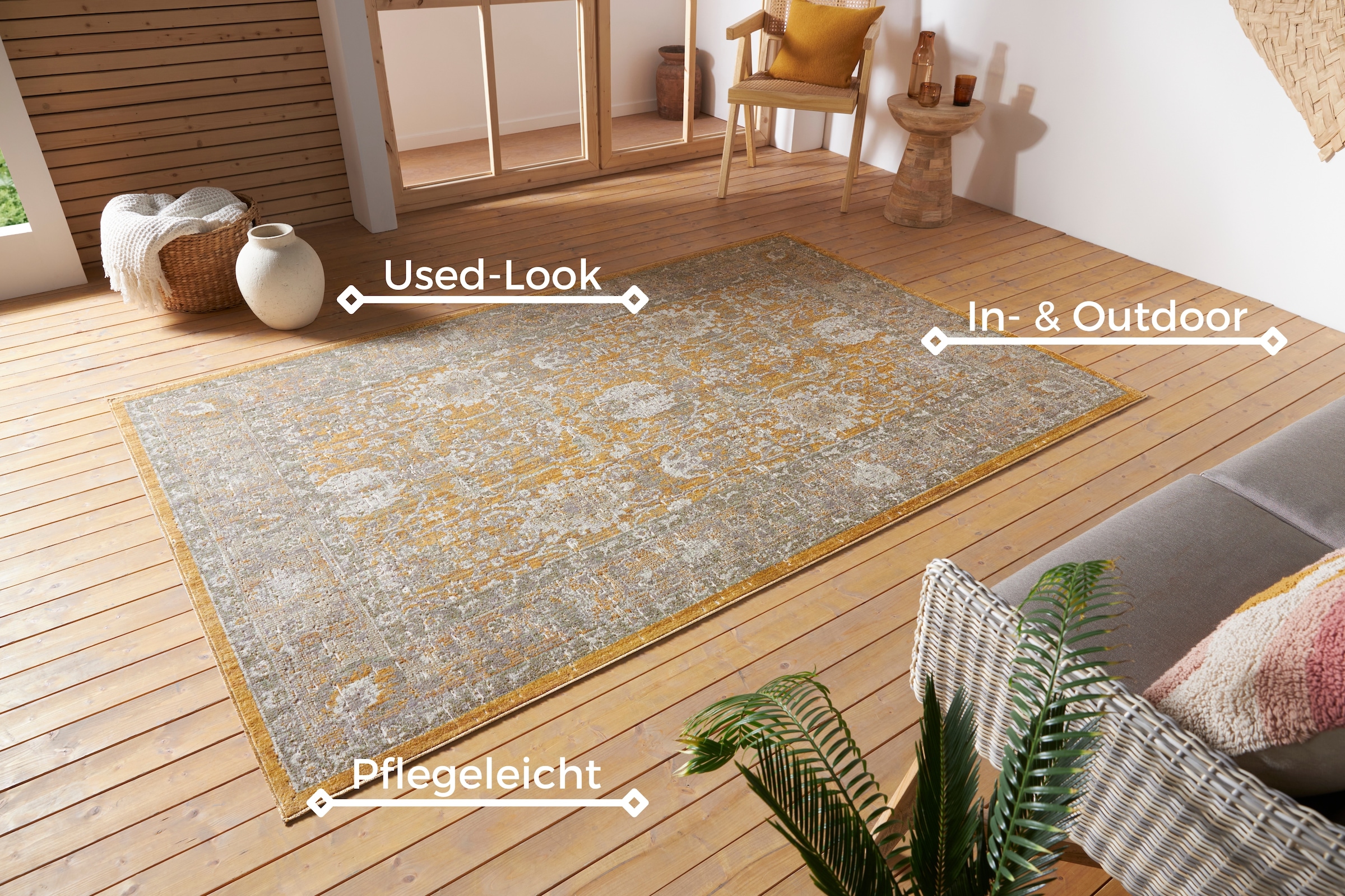 HANSE Home Teppich »Luxor«, rechteckig, 3 mm Höhe, In-& Outdoor, Läufer, wetterfest, Balkon, Wohnzimmer, Orient