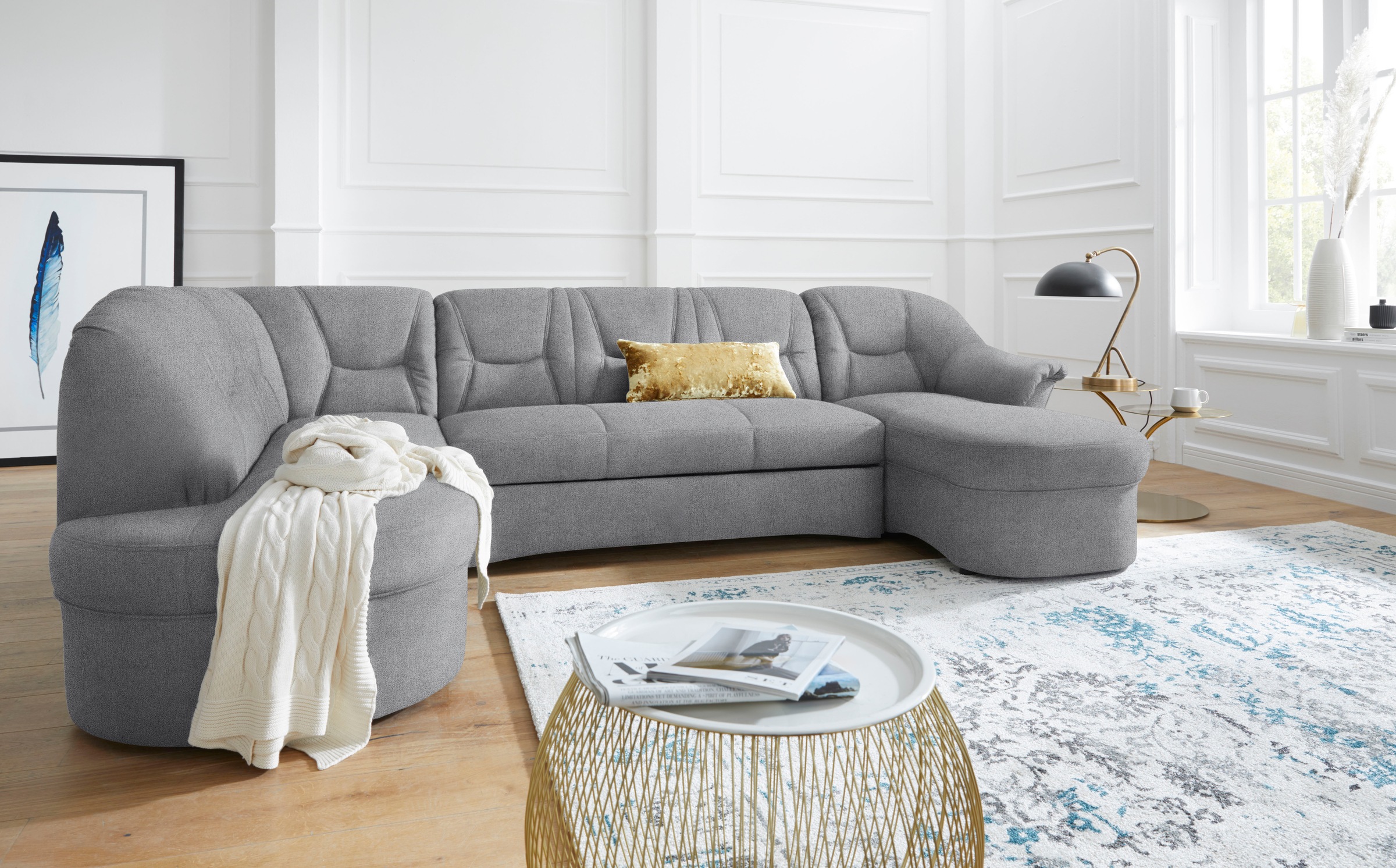 DOMO collection Wohnlandschaft »Sarafina, zeitlos und komfortabel, optional mit Federkern, U-Form«, wahlweise mit Bettfunktion