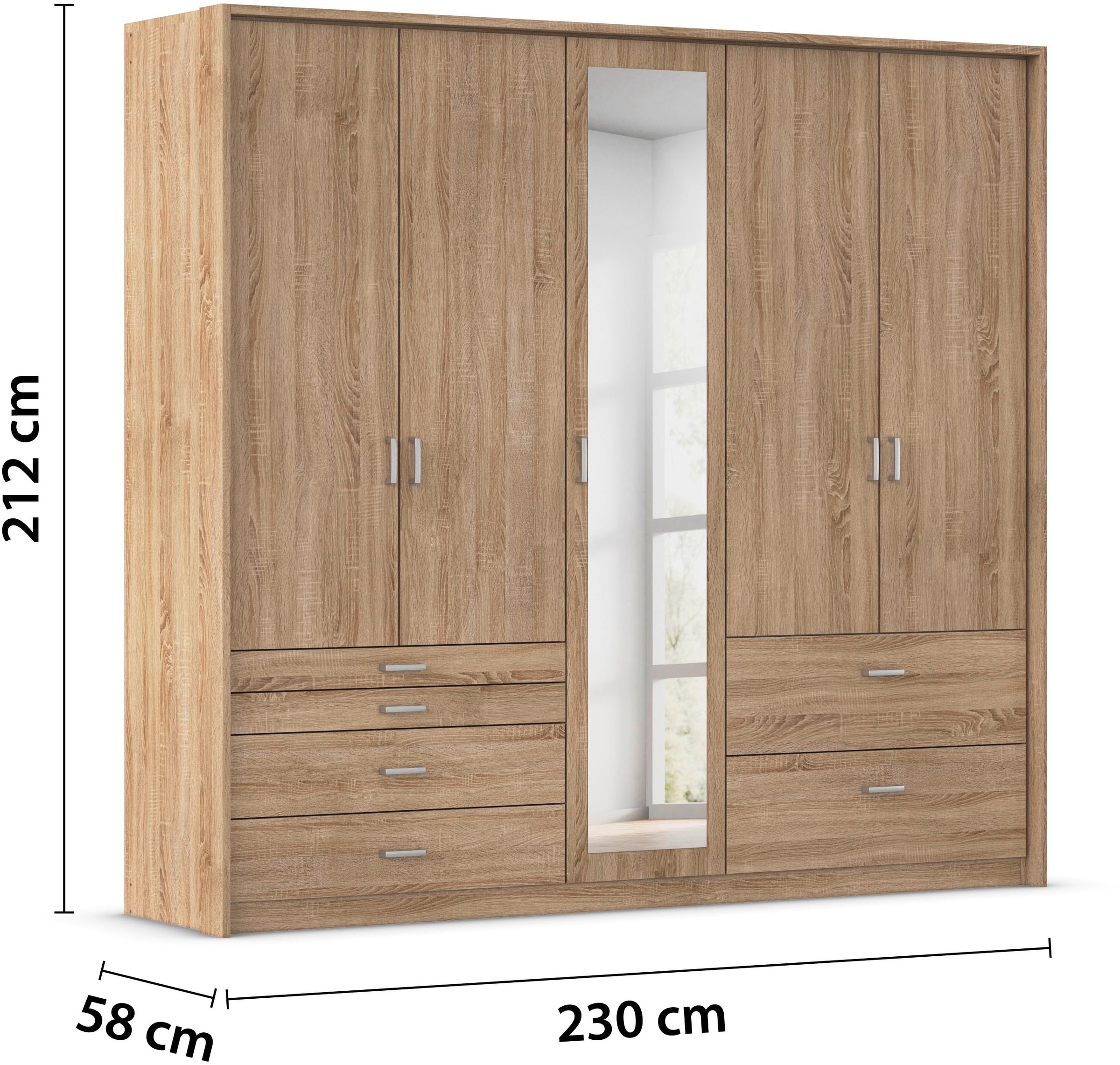 rauch Drehtürenschrank »Kleiderschrank Schrank Garderobe Wäscheschrank WILDBERG« Breiten 230/275 cm, Höhen 212/231 cm,  mit 6 Schubladen, obere Schublade mit Holz-Einteilung MADE IN GERMANY