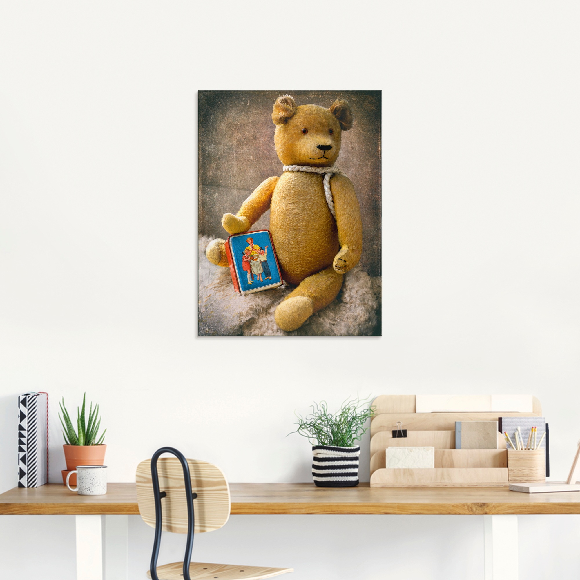 Artland Glasbild »Teddybär mit Sparbüchse«, Spielzeuge, (1 St.), in verschiedenen Größen