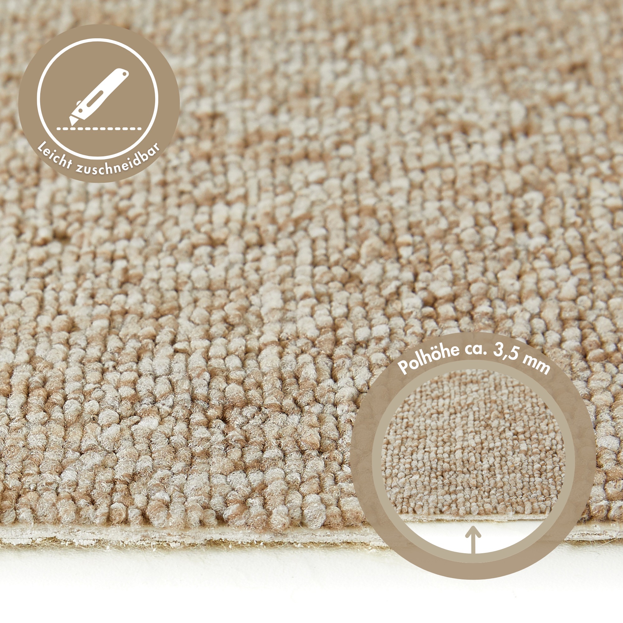 Andiamo Teppichboden »Bruce, Schlinge«, rechteckig, 4 mm Höhe, meliert. Breite 400 cm, Wohnzimmer, strapazierfähig & robust