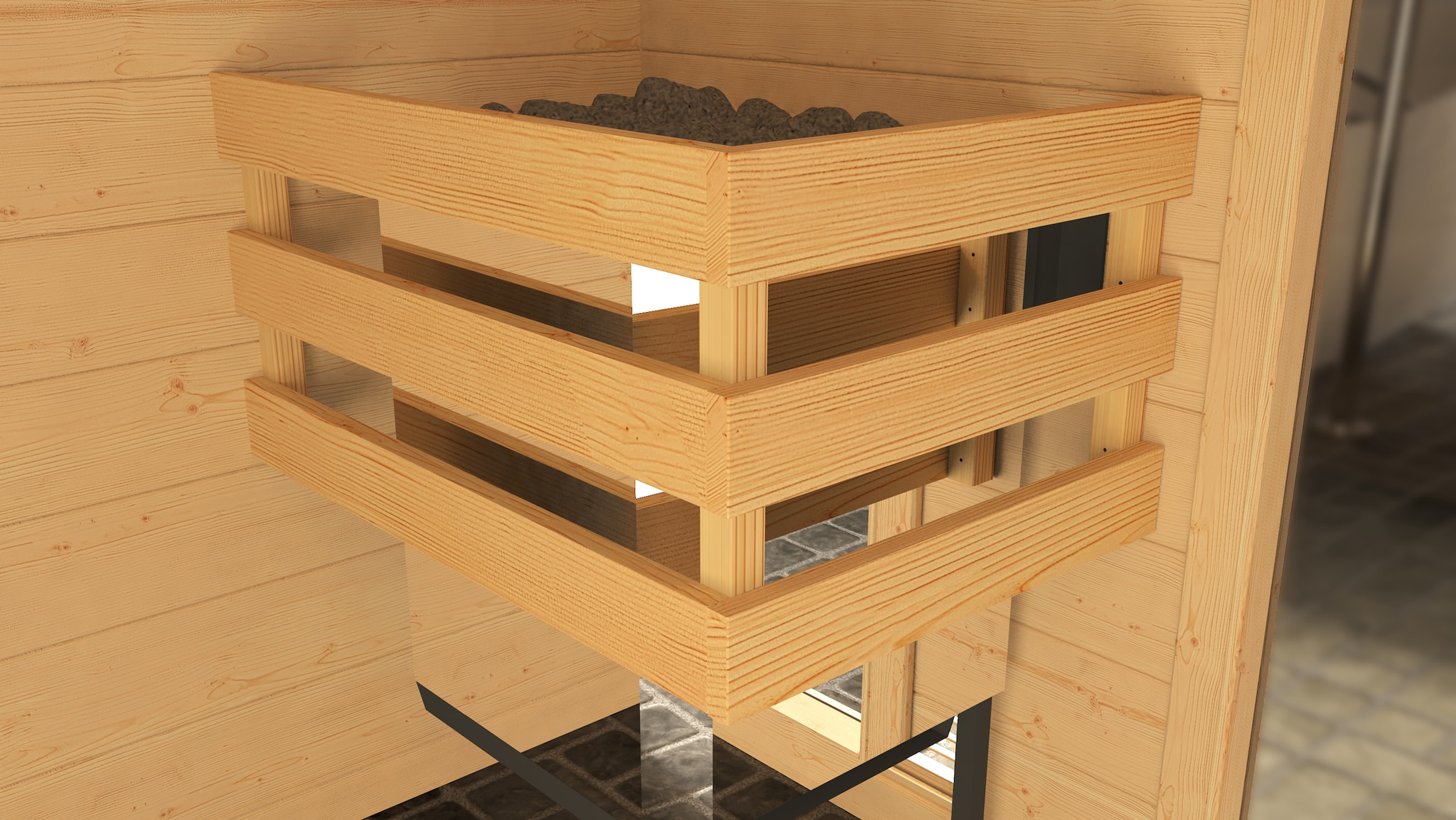 weka Sauna »Massivholzsauna VALIDA Eck 3« Blockbohlen, Fensterlement, moderne Ganzglastür