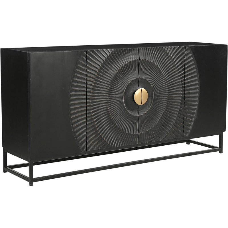 SIT Sideboard 1 Stk. tlg. mit Schnitzmuster und goldfarbenem Griff Schwarz, Gold