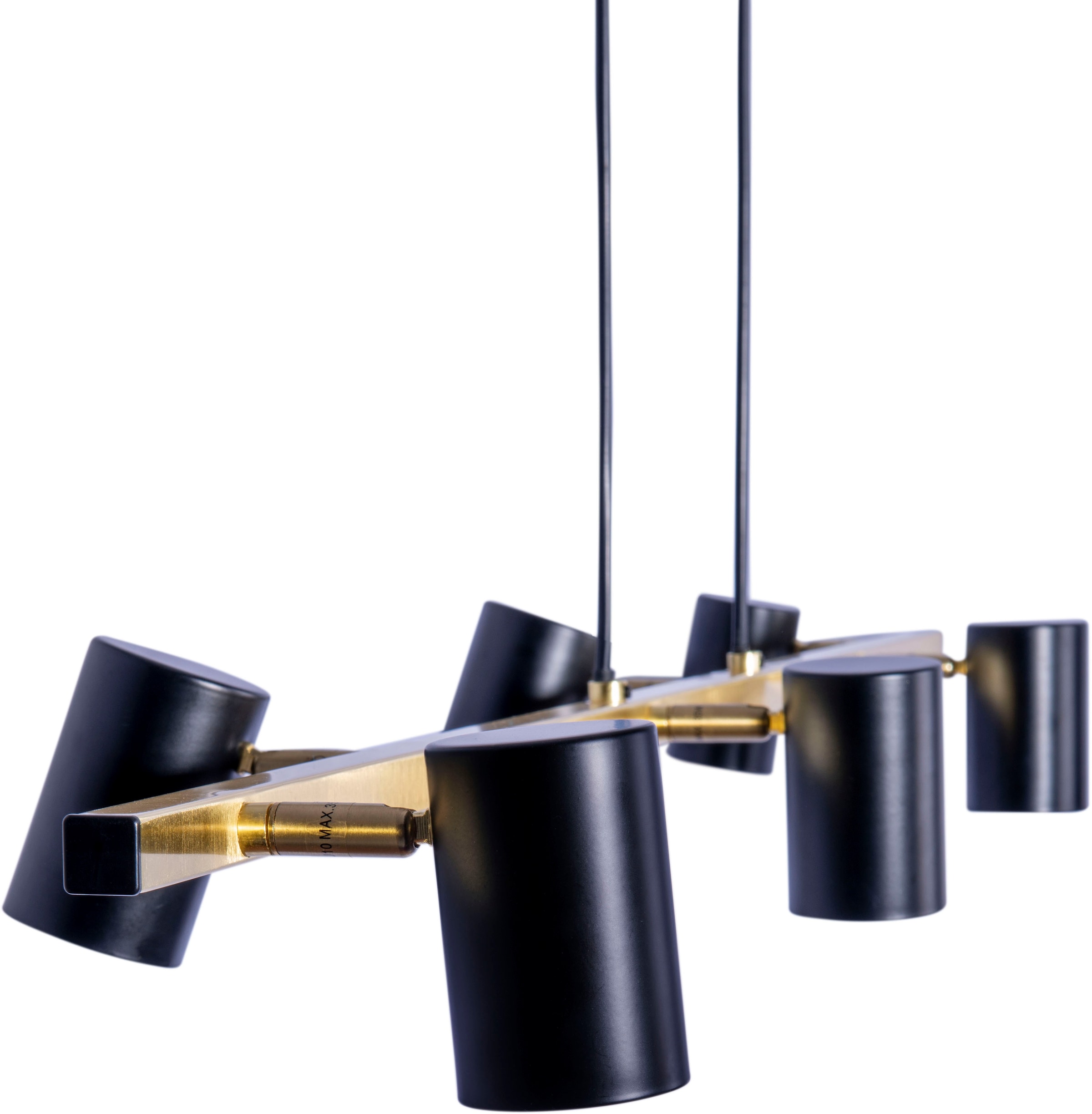 näve Pendelleuchte »Frida« GU10 1 Stk. 6flg., GU10, Strahler schwarz matt, messing, Höhe 120cm, Länge 115cm