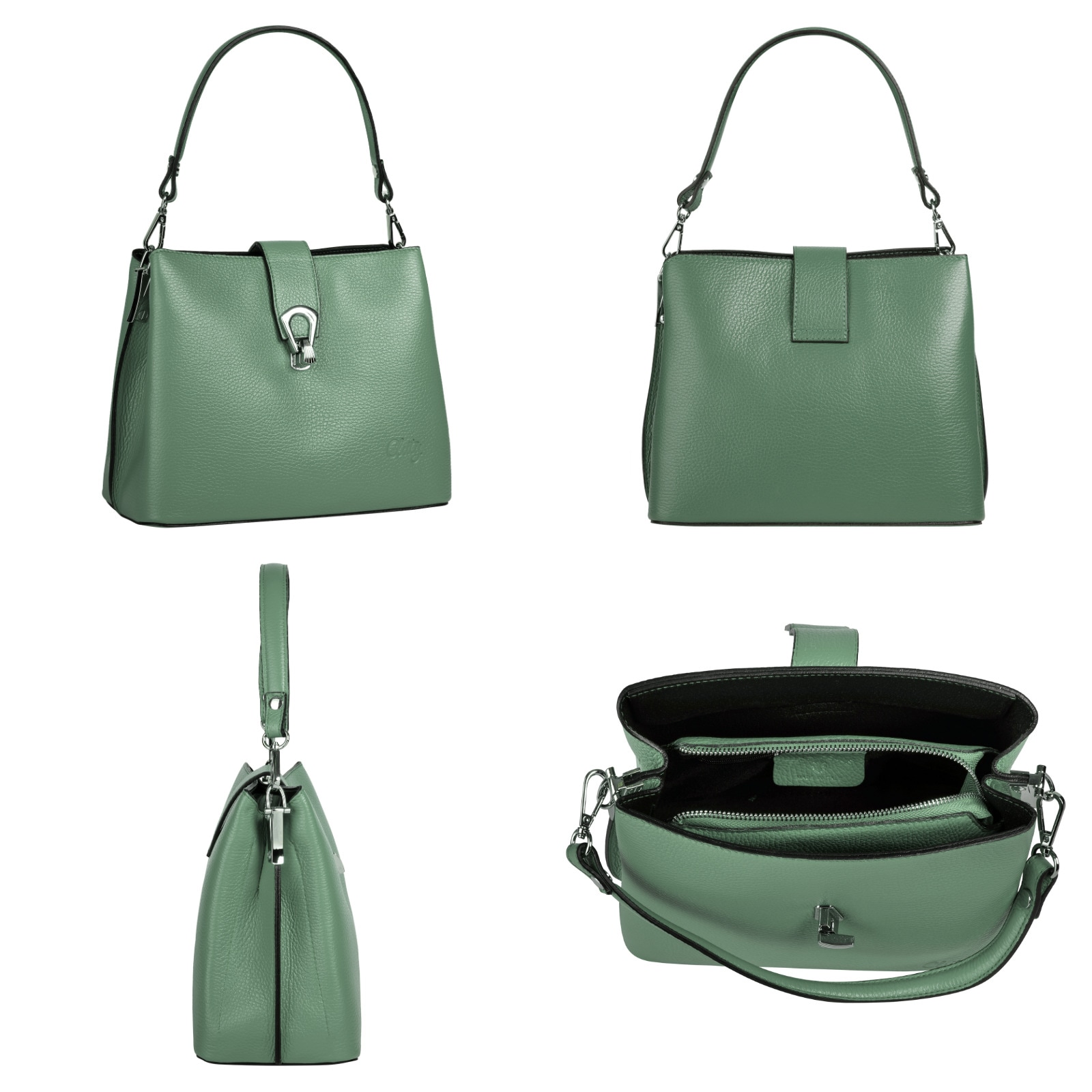 Cluty Umhängetasche, echt Leder, Made in Italy