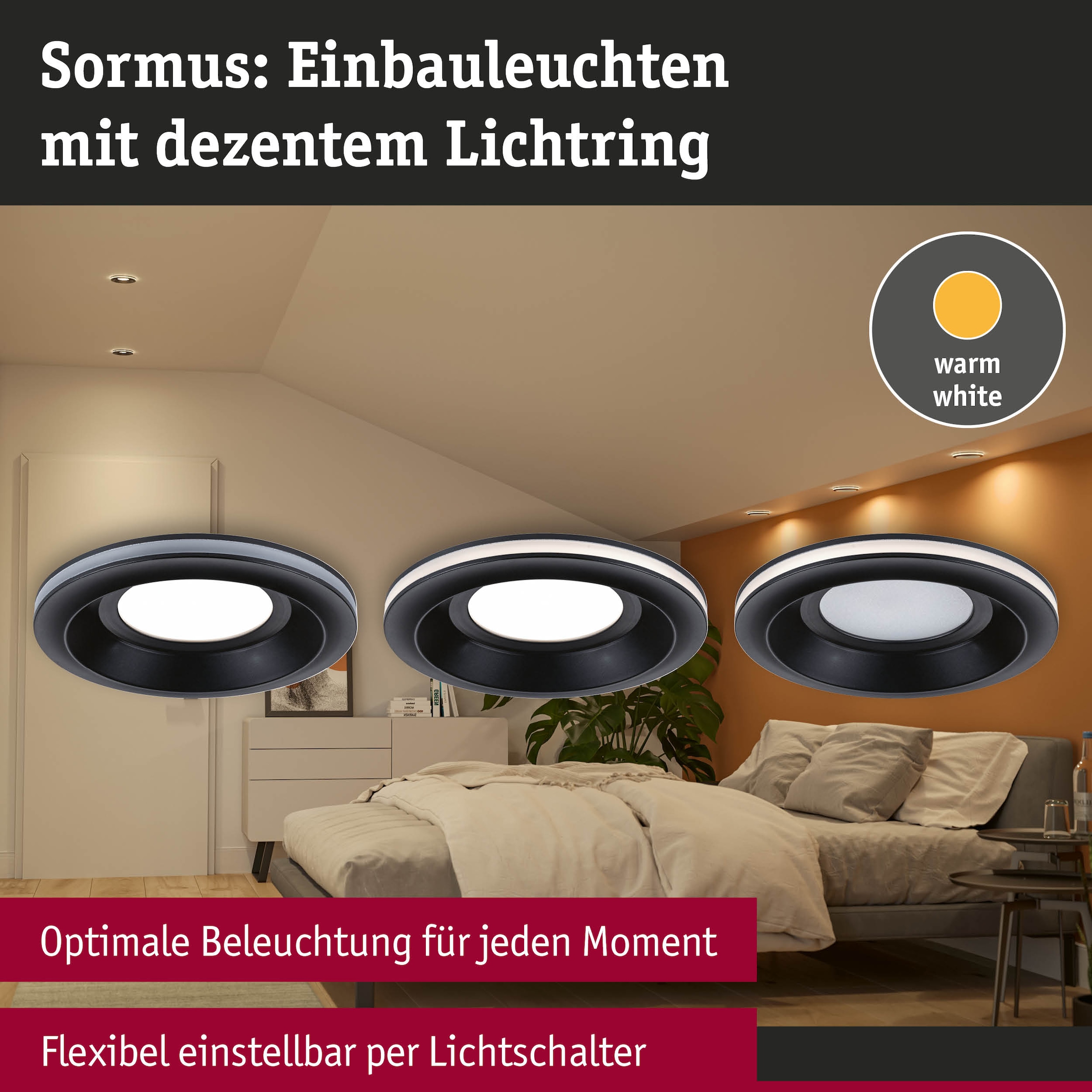 Paulmann LED Einbauleuchte »LED Einbauleuchte Sormus IP65 rund 100mm«, 3 flammig, Memoryfunktion