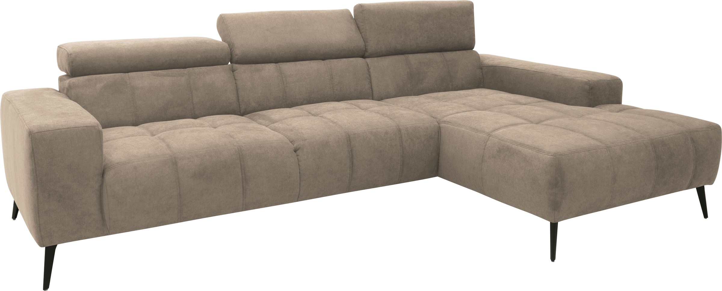 DOMO collection Ecksofa »Trento L-Form, mit Kufenfuß oder Einzelfuß«, wahlweise mit Kopfteilverstellung, Recamiere links/rechts bestellbar