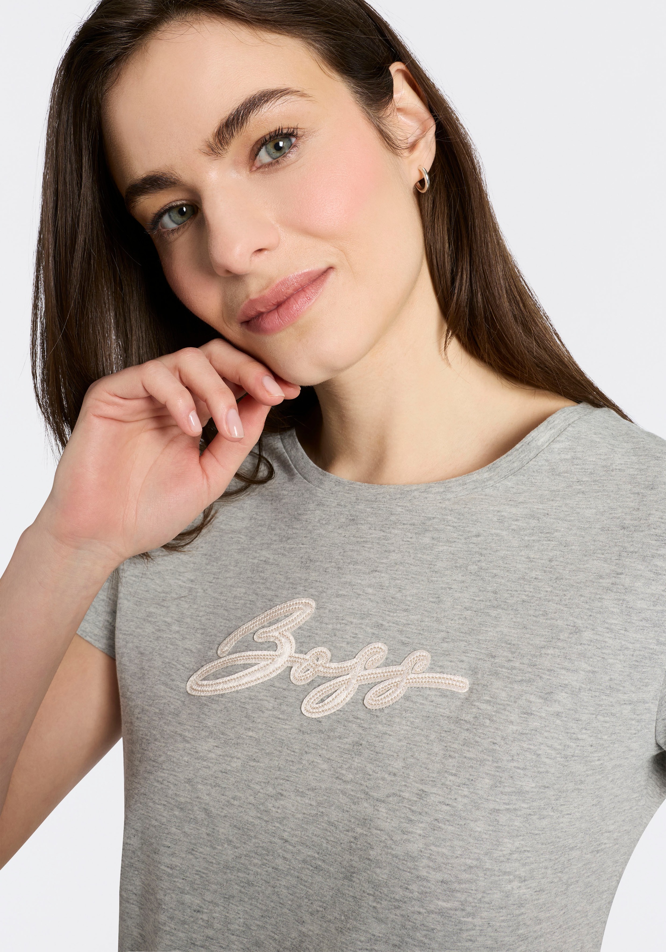 BOSS ORANGE T-Shirt »Elove Premium Damenmode« mit Logoschriftzug, Slim Fit