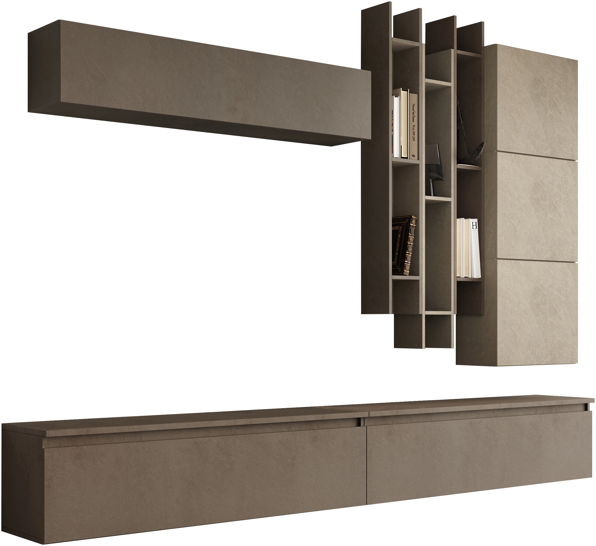 INOSIGN Wohnwand »INFINITY, 9tlg. Breite 276 cm, Höhe variabel, Schrankwand, Anbauwand«, (2x Lowboard, Hängeschrank, 3x Wandregal, 3x Hängewürfel)