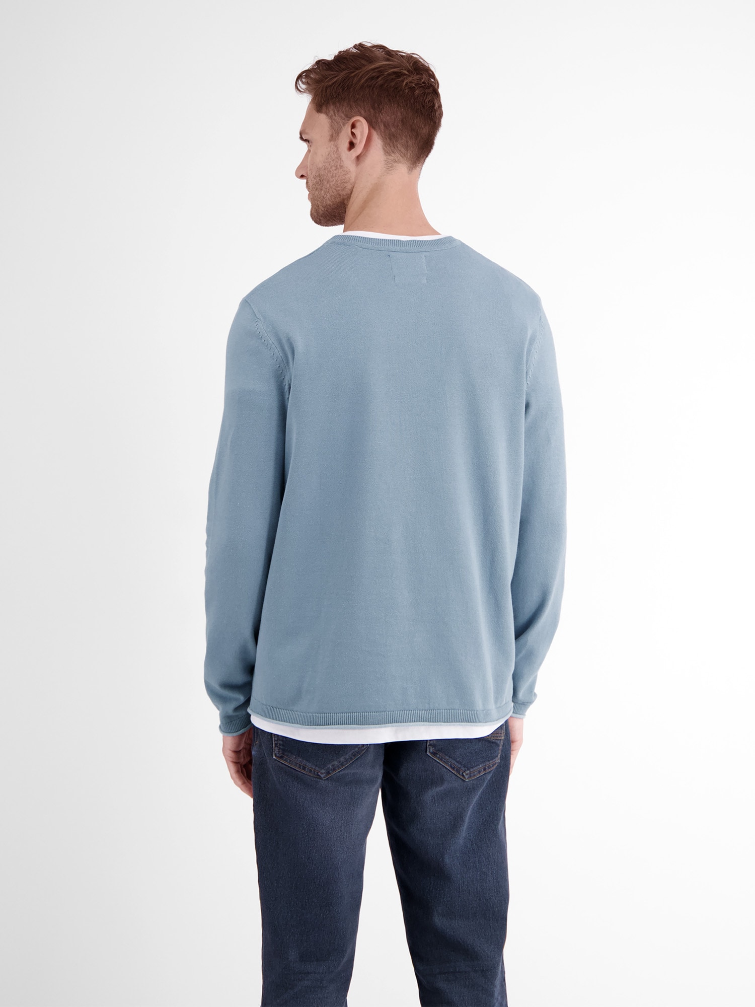 LERROS Strickpullover »LERROS Rundhalspullover, Flachstrick«