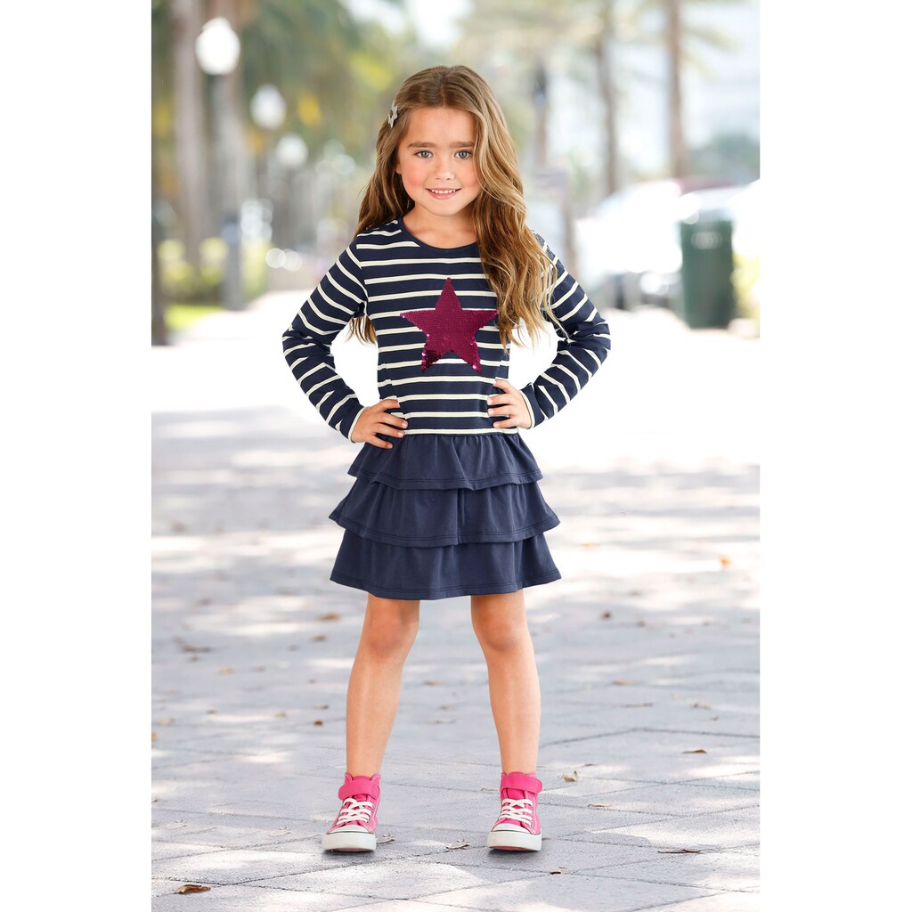 KIDSWORLD Jerseykleid »für kleine Mädchen«, mit Wendepailletten