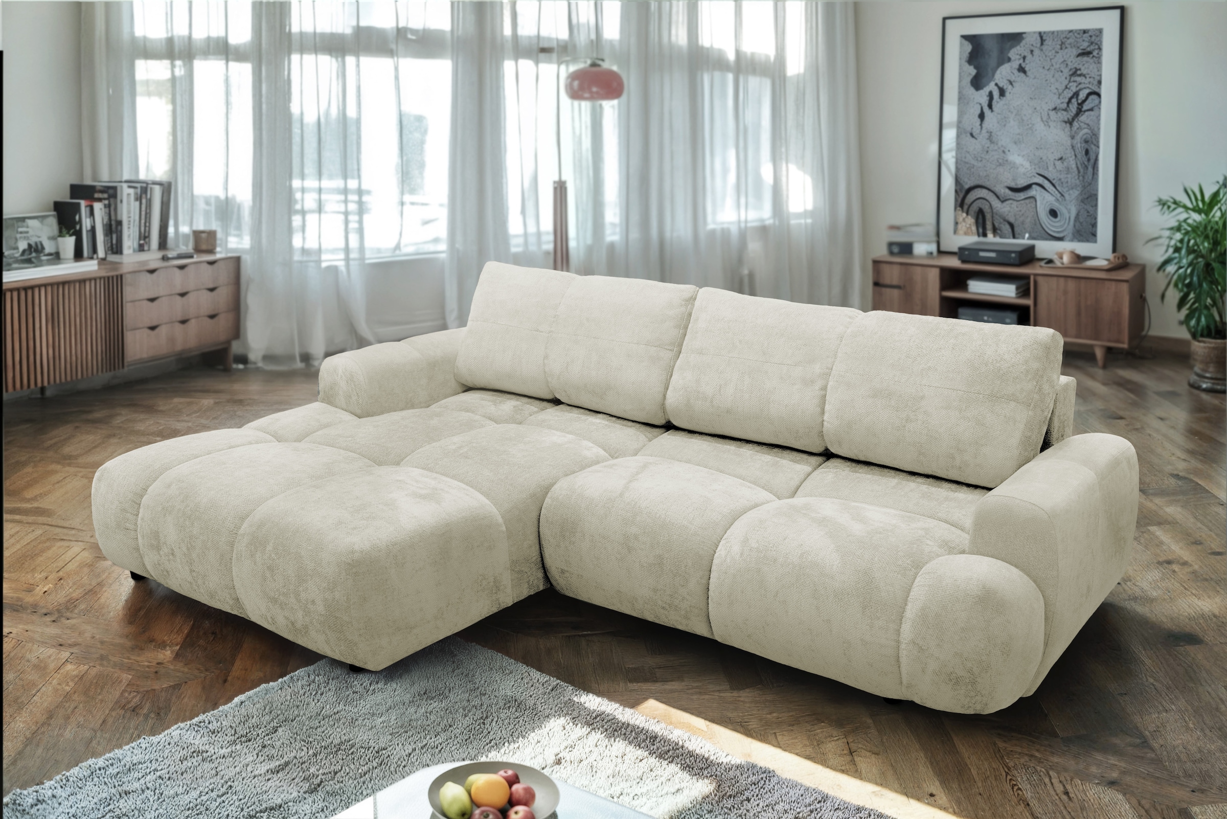 exxpo - sofa fashion Ecksofa inkl. Bettfunktion und Bettkasten,toller Sitzkomfort, Steppung im Sitz
