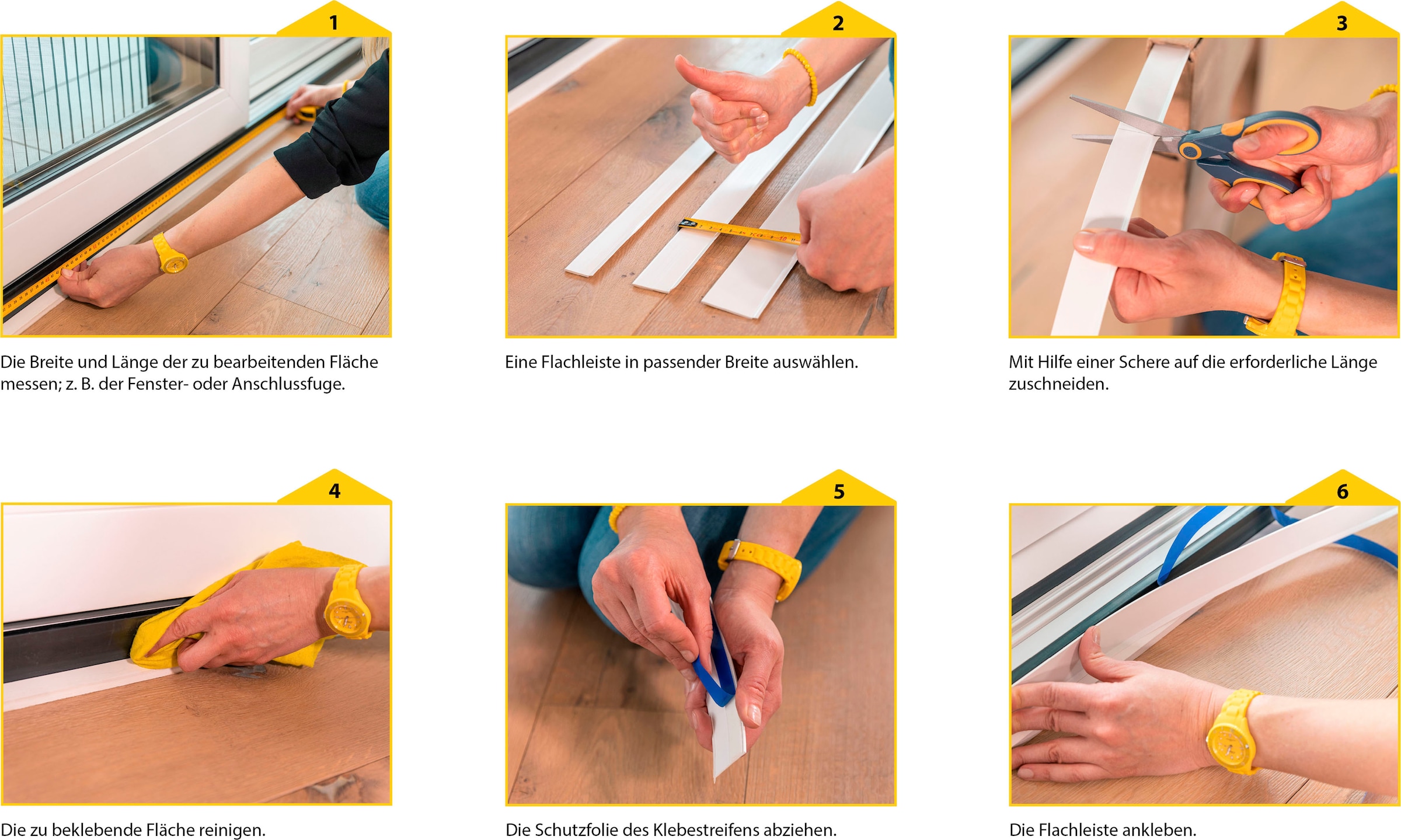 SCHELLENBERG Zierleiste »PVC-Flachleiste, selbstklebend, 50 m Länge, 3, 4 oder 5 cm Breite«, Verblendung von Fugen und Übergängen an Fenstern, Schränken oder Türen