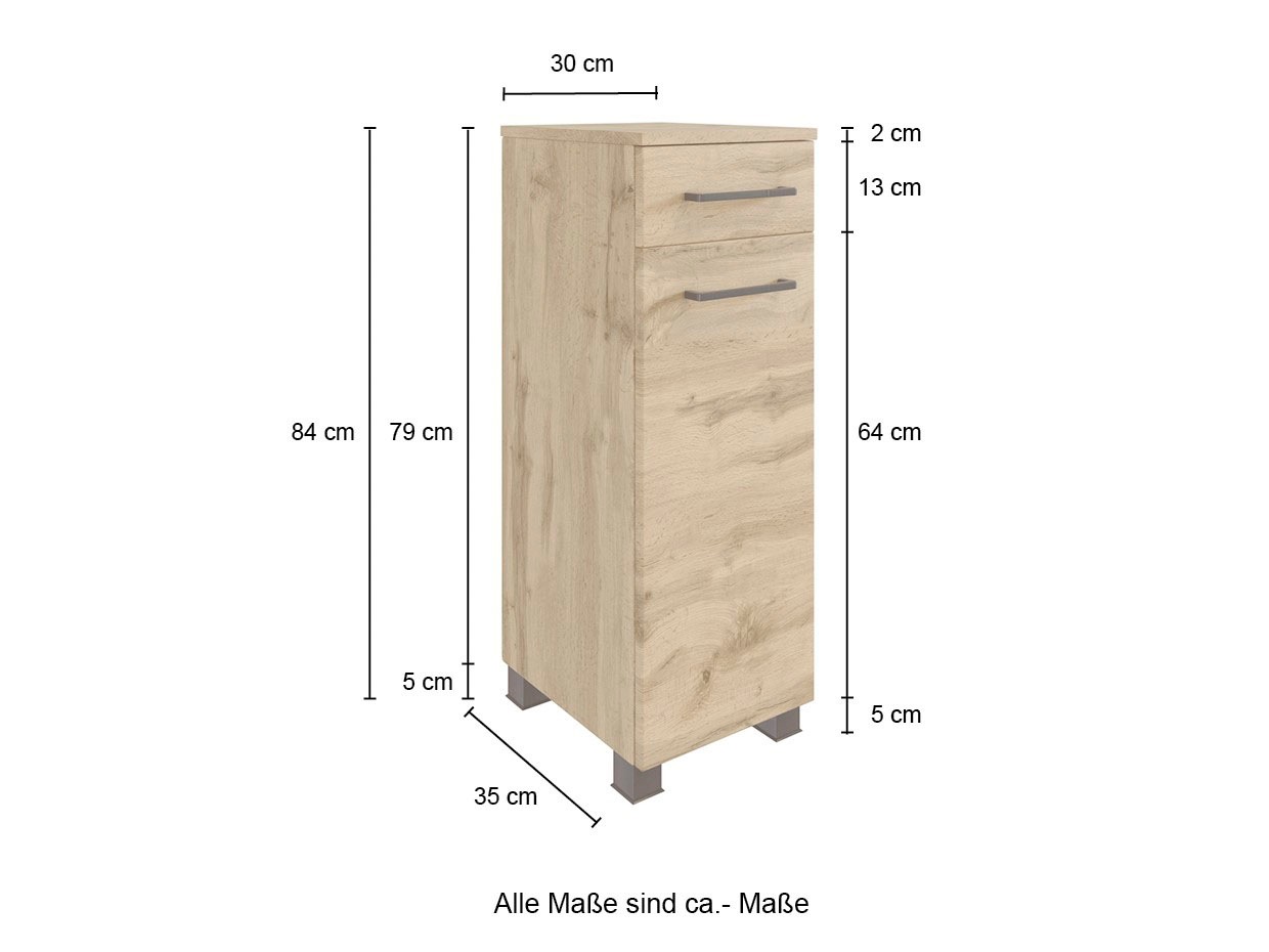 welltime Badmöbel-Set »Chicago«, (5 St., Spiegelschrank, Unterbeckenschrank, Hängeschrank, Unterschrank etc.)