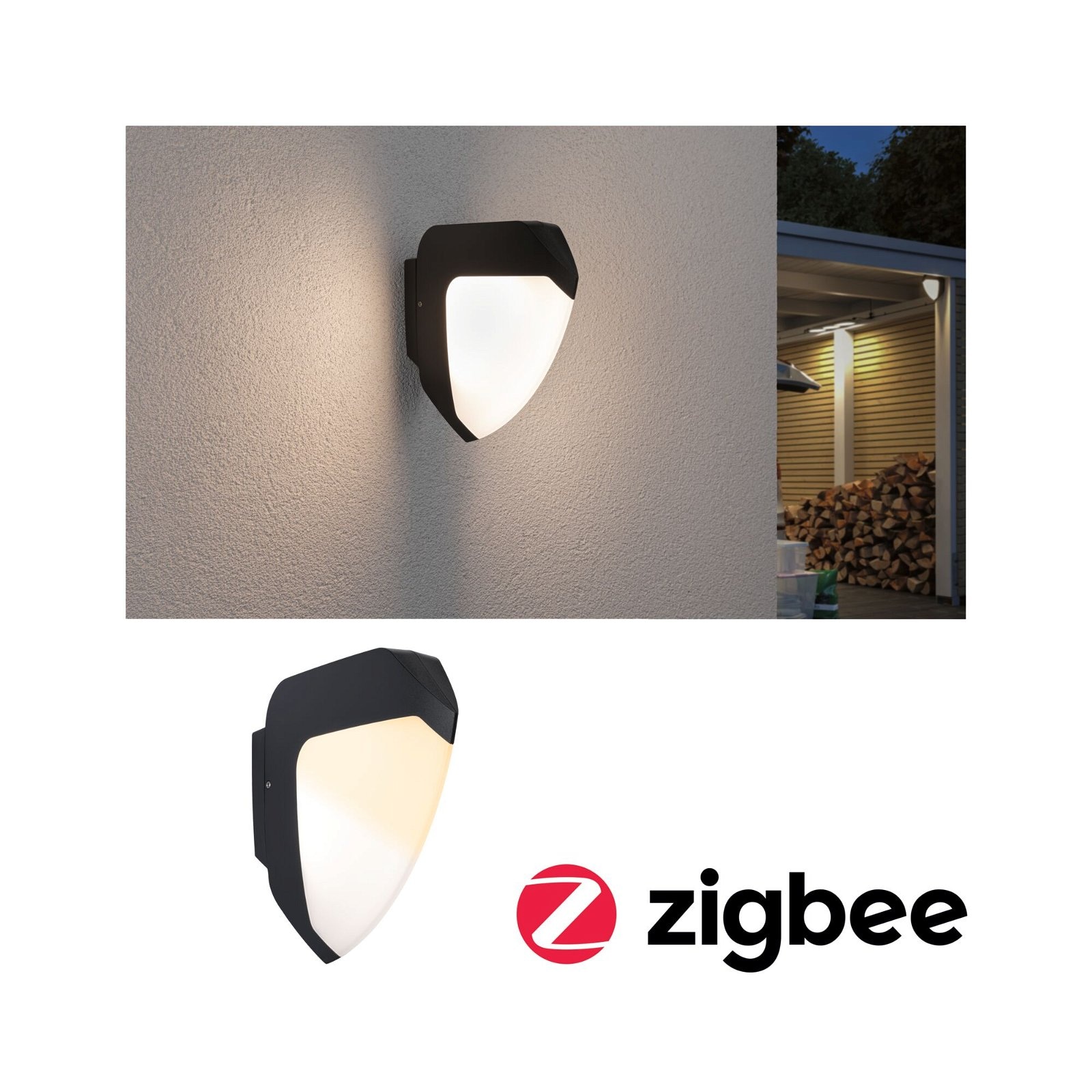 Paulmann LED Außen-Wandleuchte »Ikosea IP44 50x203mm 4,4W 350lm 230V Anthrazit Kunststoff«, 1 flammig, Smart Home Zigbee 3.0 insektenfreundlich Tunable Warmwhite