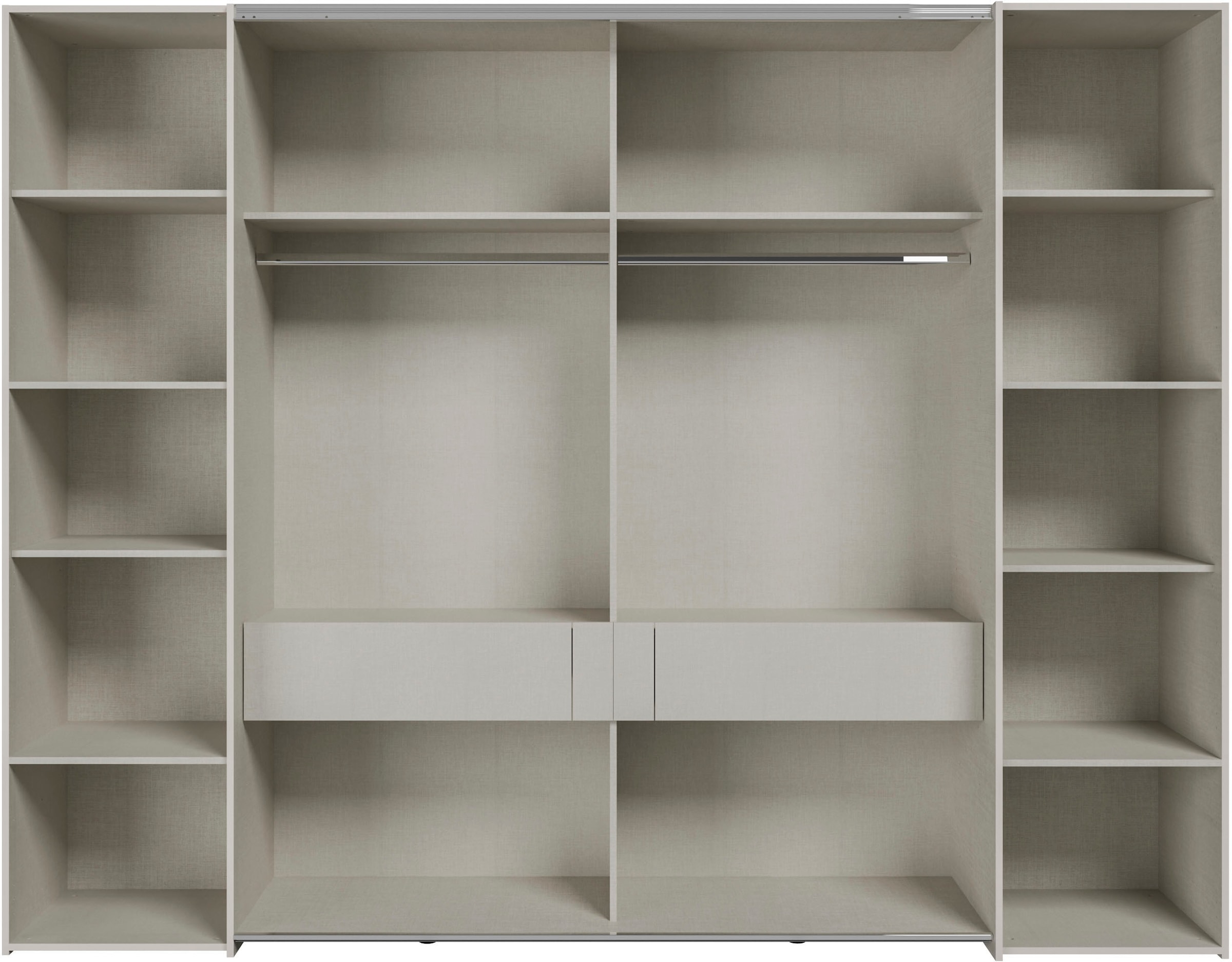 FORTE Dreh-/Schwebetürenschrank »Narago, OTTOs Choice, TOPSELLER, mittlere Paneele farblich wechselbar« B/H/T ca. 270x210X61cm, Farbe Weiß auch mit Spiegeln erhältlich,  gestalte die Schwebetüren einfarbig oder 2 farbig, Made in Europe