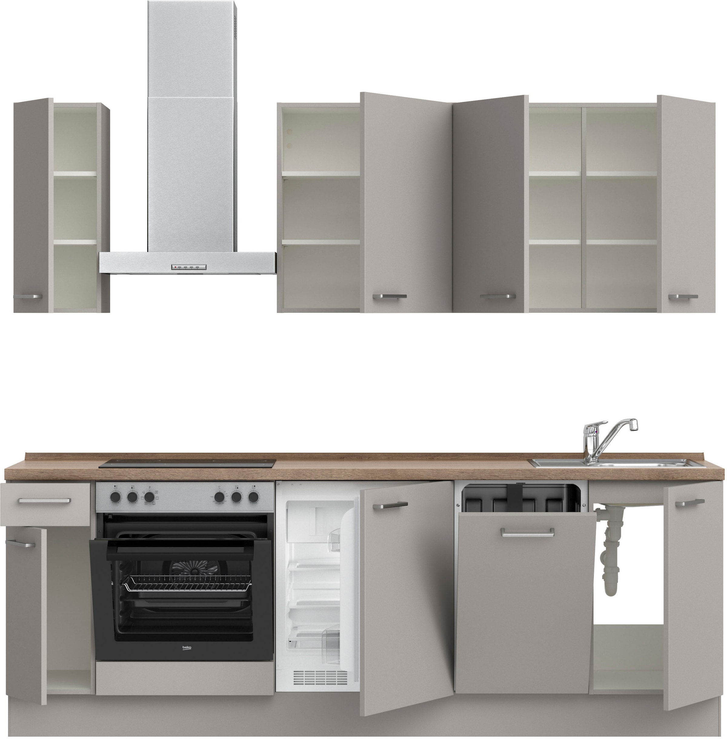 nobilia® Küchenzeile »"Touch I"«, vormontiert, Ausrichtung wählbar, Breite 240 cm, wahlw. mit E-Geräten