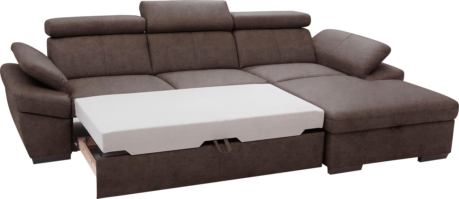exxpo - sofa fashion Ecksofa »Salerno, klassisch modernes Funktionssofa, hoher Sitzkomfort, L-Form«, inkl. Kopf- und Armteilverstellung, wahlweise mit Bettfunktion