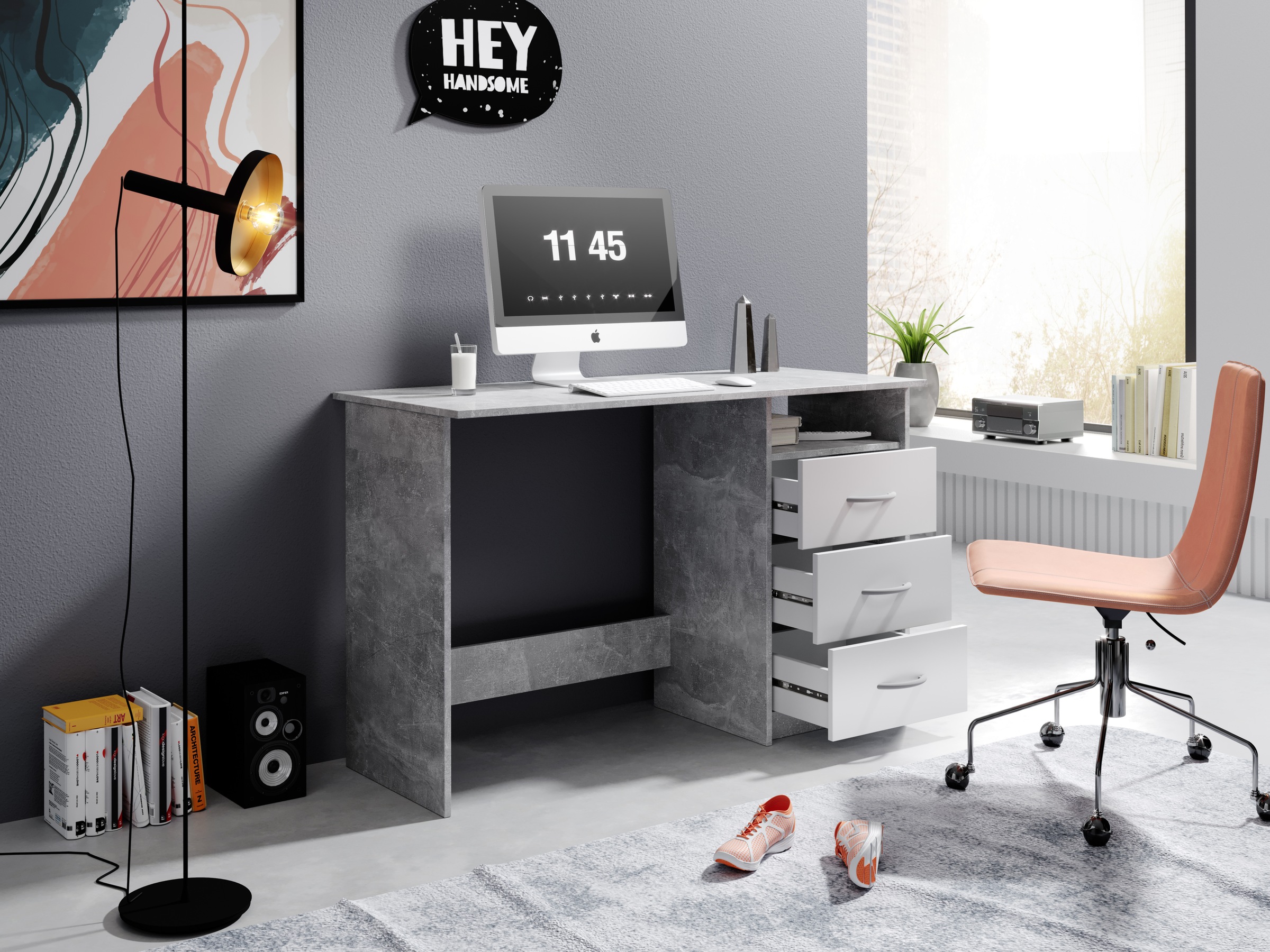 BEGA OFFICE Schreibtisch »Adria, Computertisch,«, Schubkästen rechts oder links montierbar, Breite 123 cm