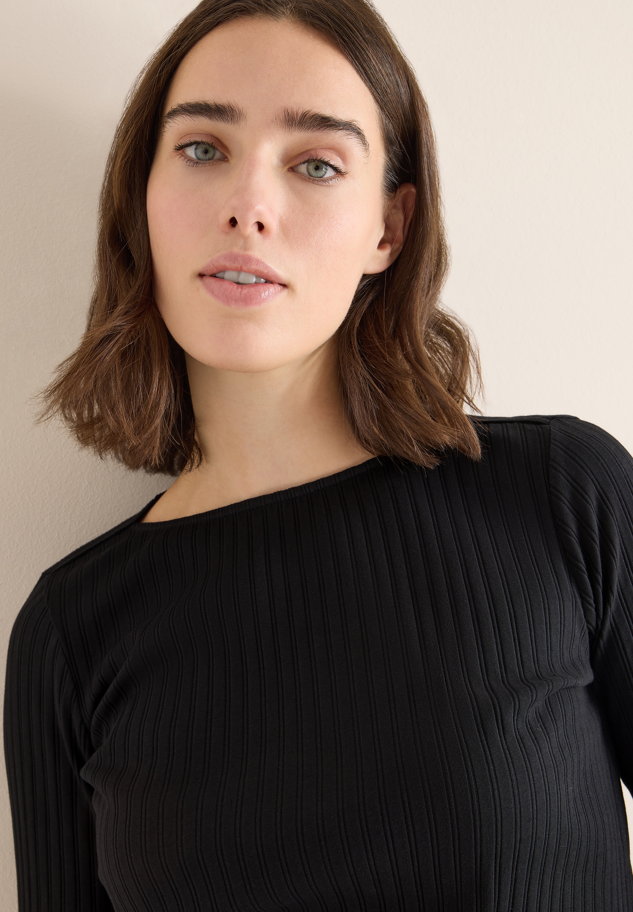 Cecil Langarmshirt mit Ripp-Struktur