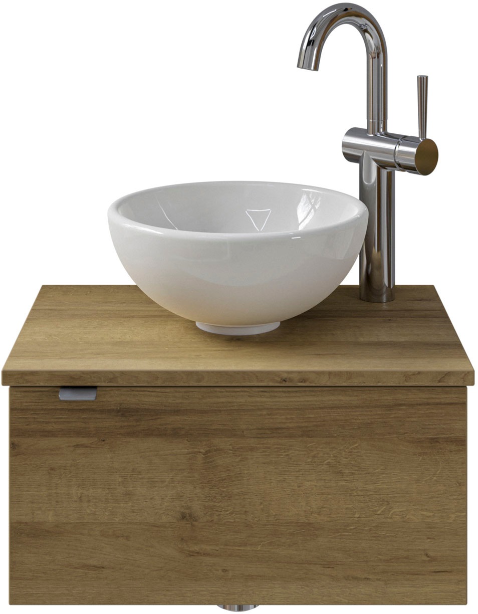 Saphir Waschtisch »Serie 6915 Waschschale mit Unterschrank für Gästebad, Gäste WC«, 51 cm breit, 1 Tür, Waschtischplatte, kleine Bäder, ohne Armatur