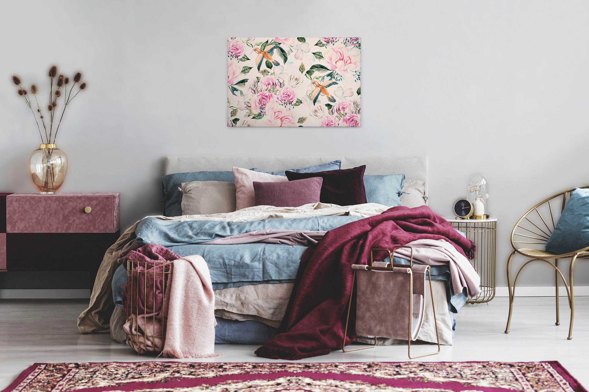 A.S. Création Leinwandbild »Paradise«, Kunst-Blumen-Kinder, (1 St.), Landhaus Keilrahmen Blumen Rosen Blümchen Leinwand-Bild Wohnzimmer