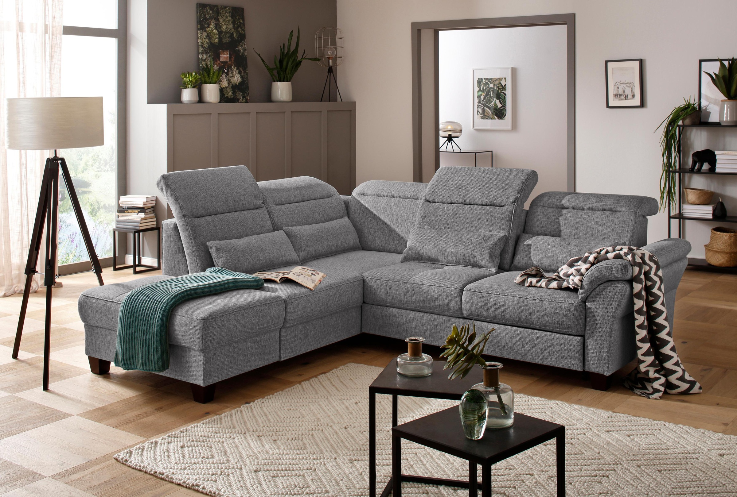 Home affaire Ecksofa »Solvei L-Form« wahlweise auch mit Kopfteilverstellung günstig online kaufen