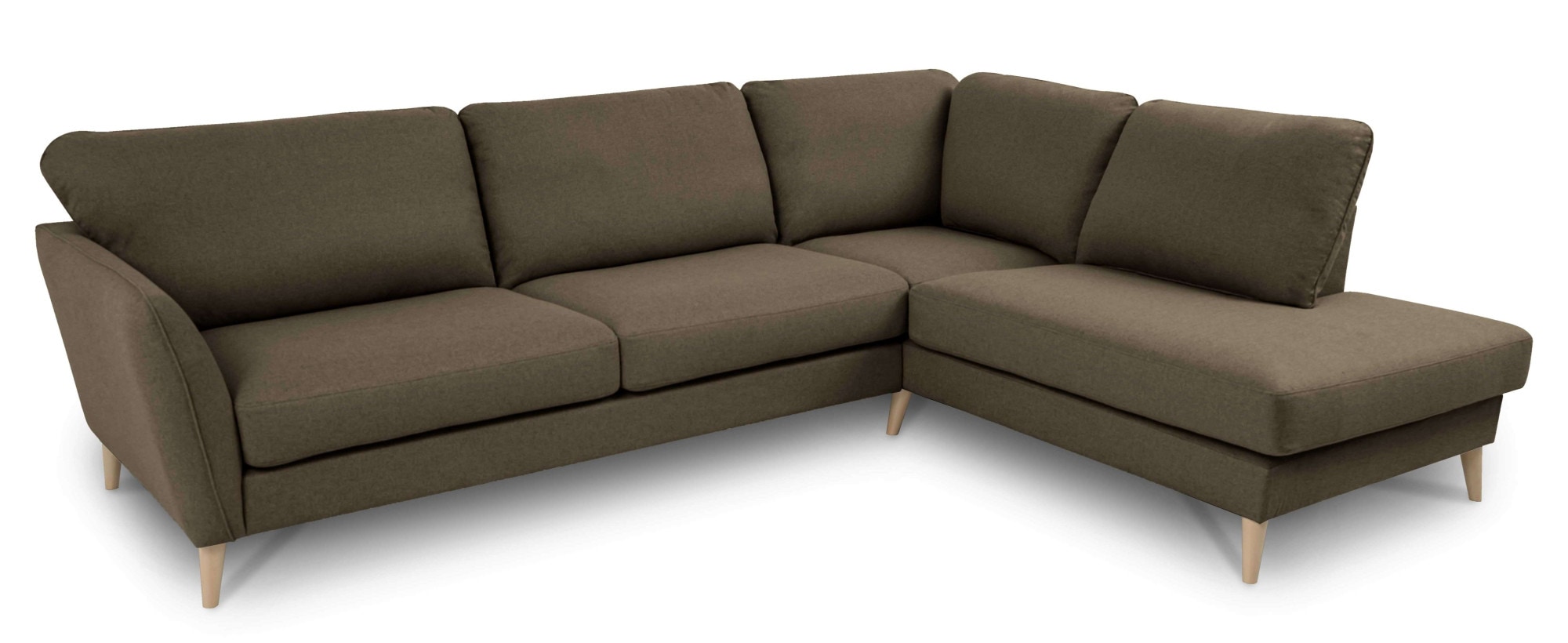 Home affaire Ecksofa »MARSEILLE 278/202 cm, L-Form, Ottom. rechts/links, verschiedene Bezüge«, Massivholzbeine Eiche, Landhausstil, Wellenunterfederung