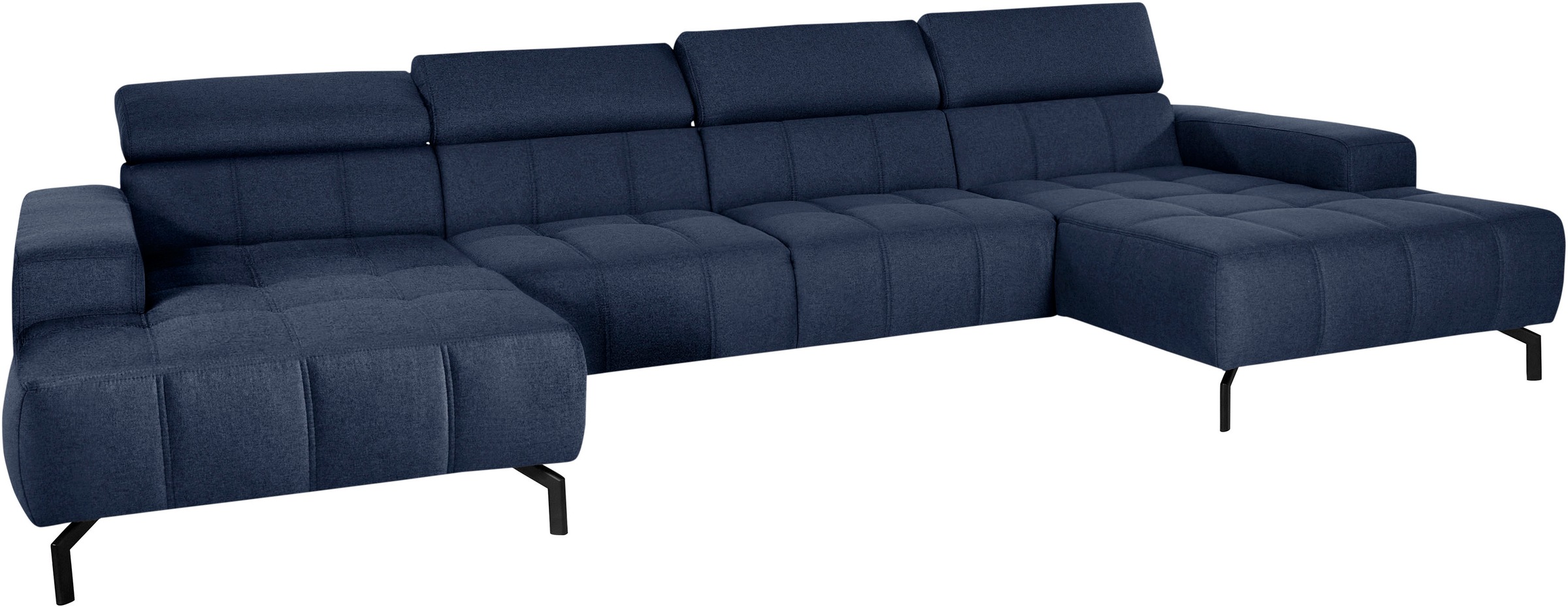 DOMO collection Wohnlandschaft »Cunelli tolle Sitznähte als Designelement, fester Sitzkomfort, U-Form«, wahlweise mit Kopfteilverstellung, bodenfrei