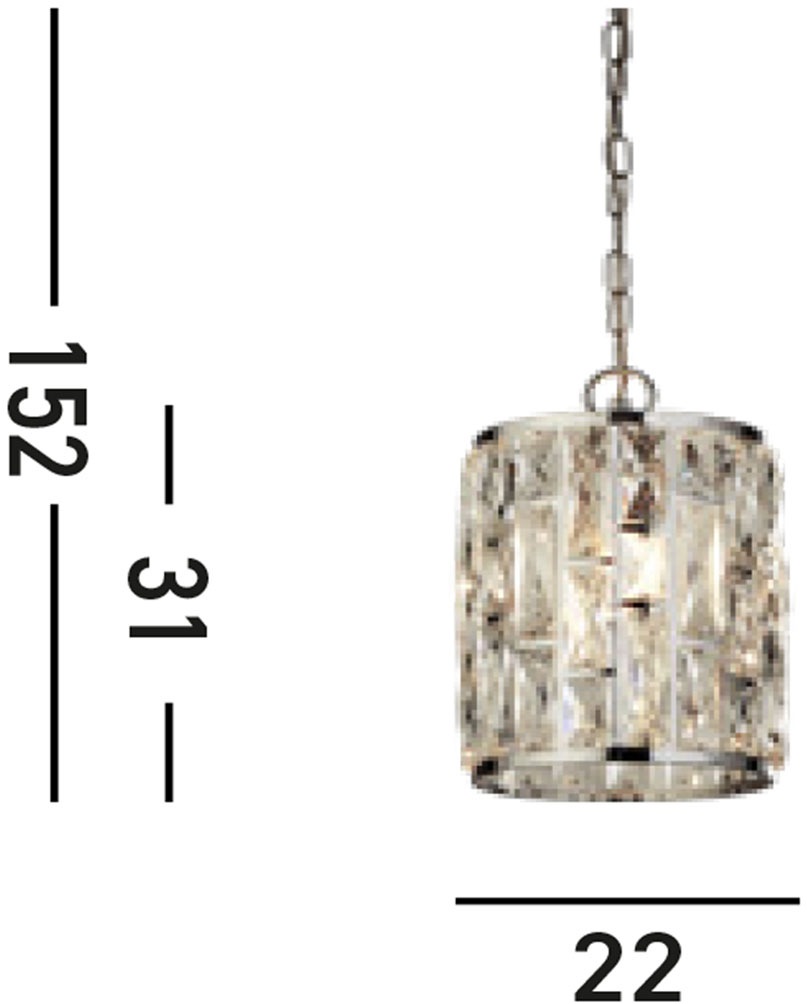 Searchlight Hängeleuchte »Bijou Pendant - Chrome Metal & Crystal Glass« E27 1 Stk.