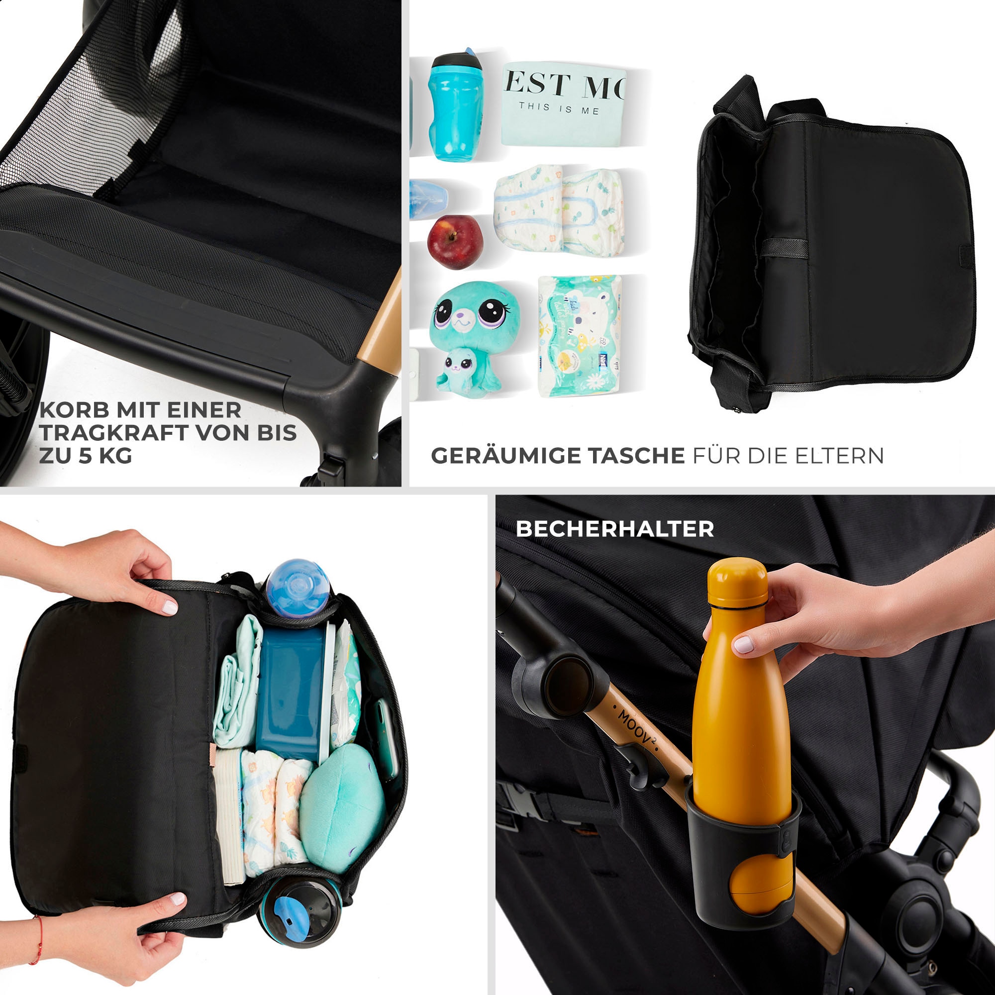 Kinderkraft Kombi-Kinderwagen »MOOV 2 4in1 EVA«, 27 kg, mit EVA-Rädern
