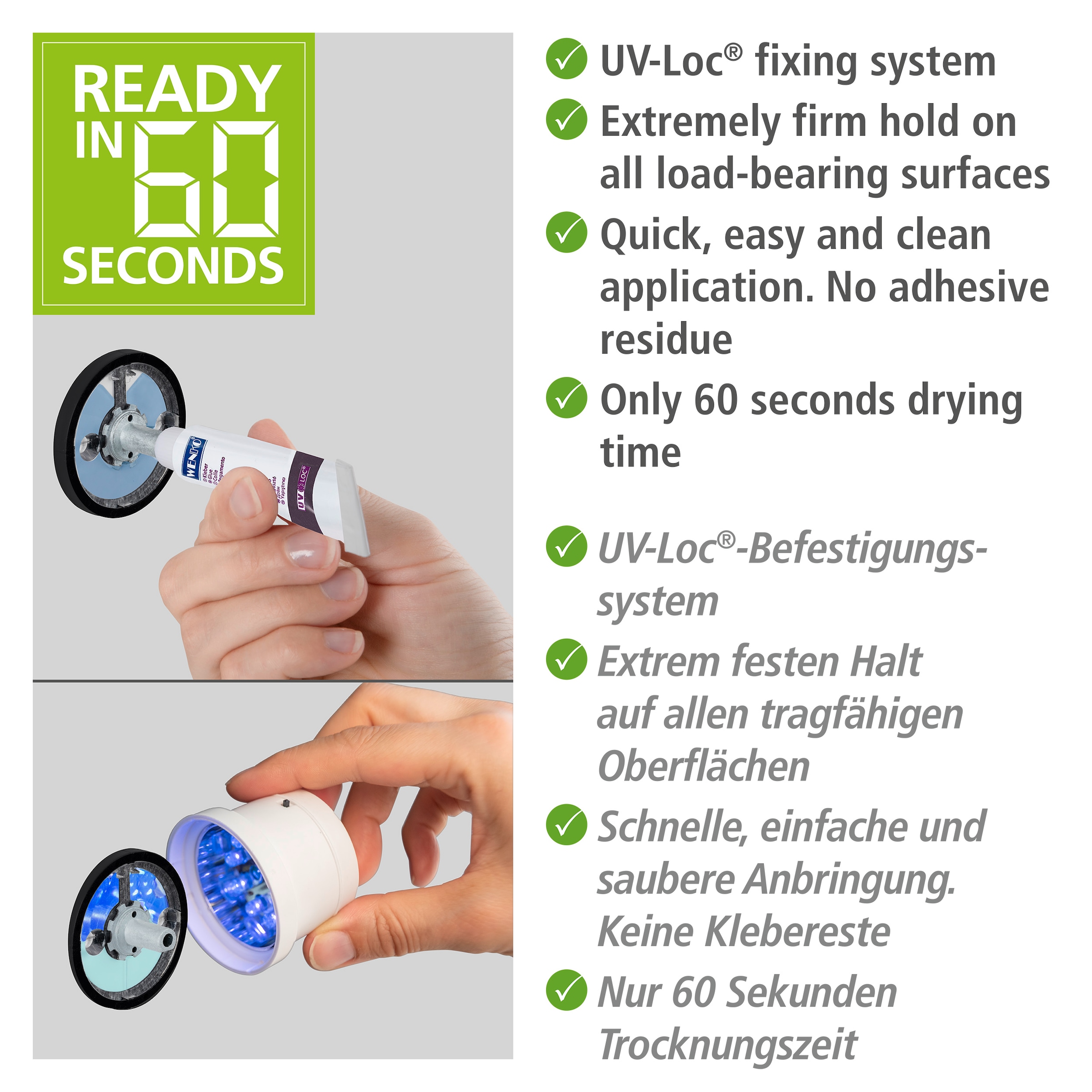 WENKO Handtuchstange »UV-Loc® Udine« befestigen ohne Bohren