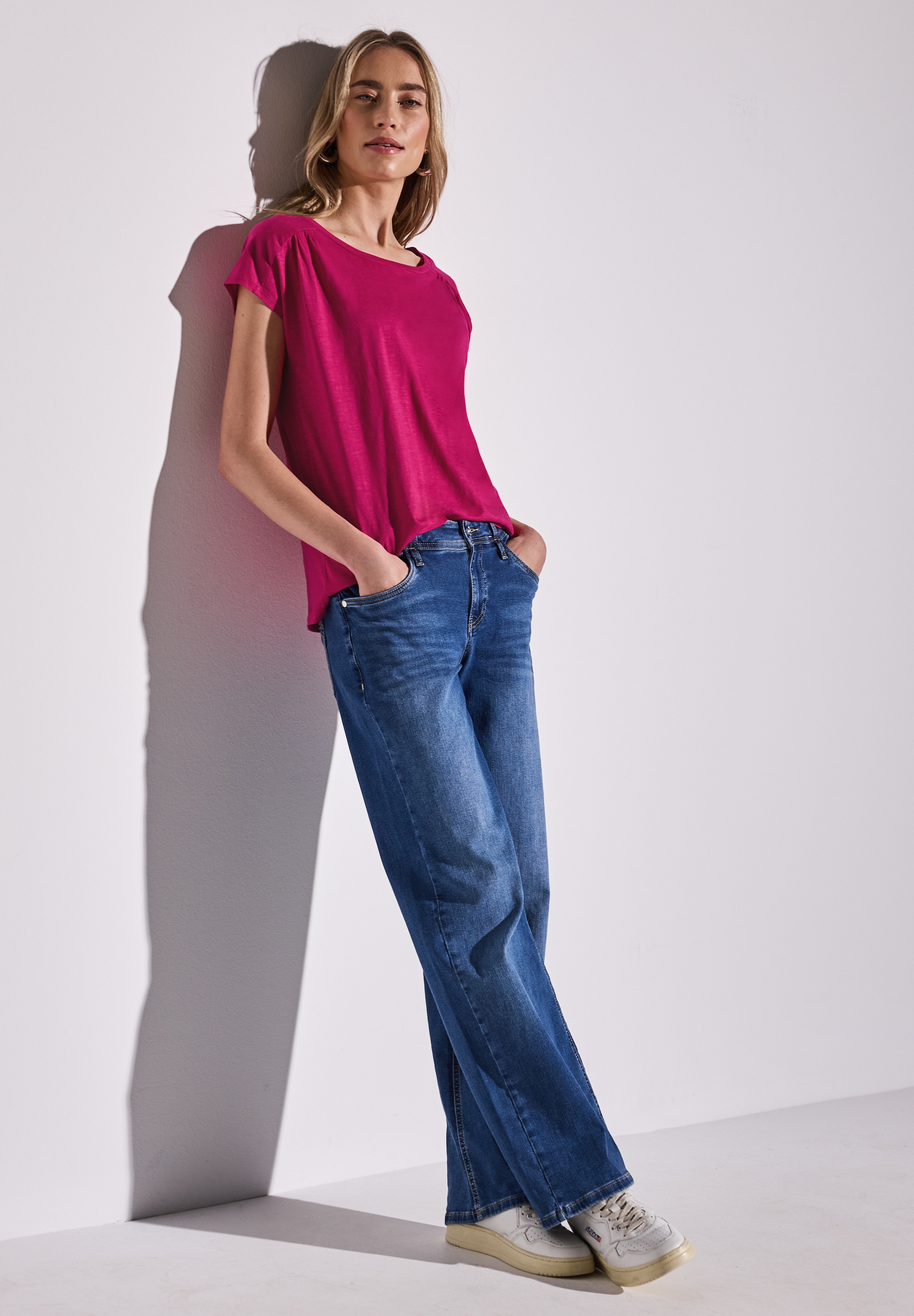 STREET ONE Shirttop, mit Raffung an der Schulter