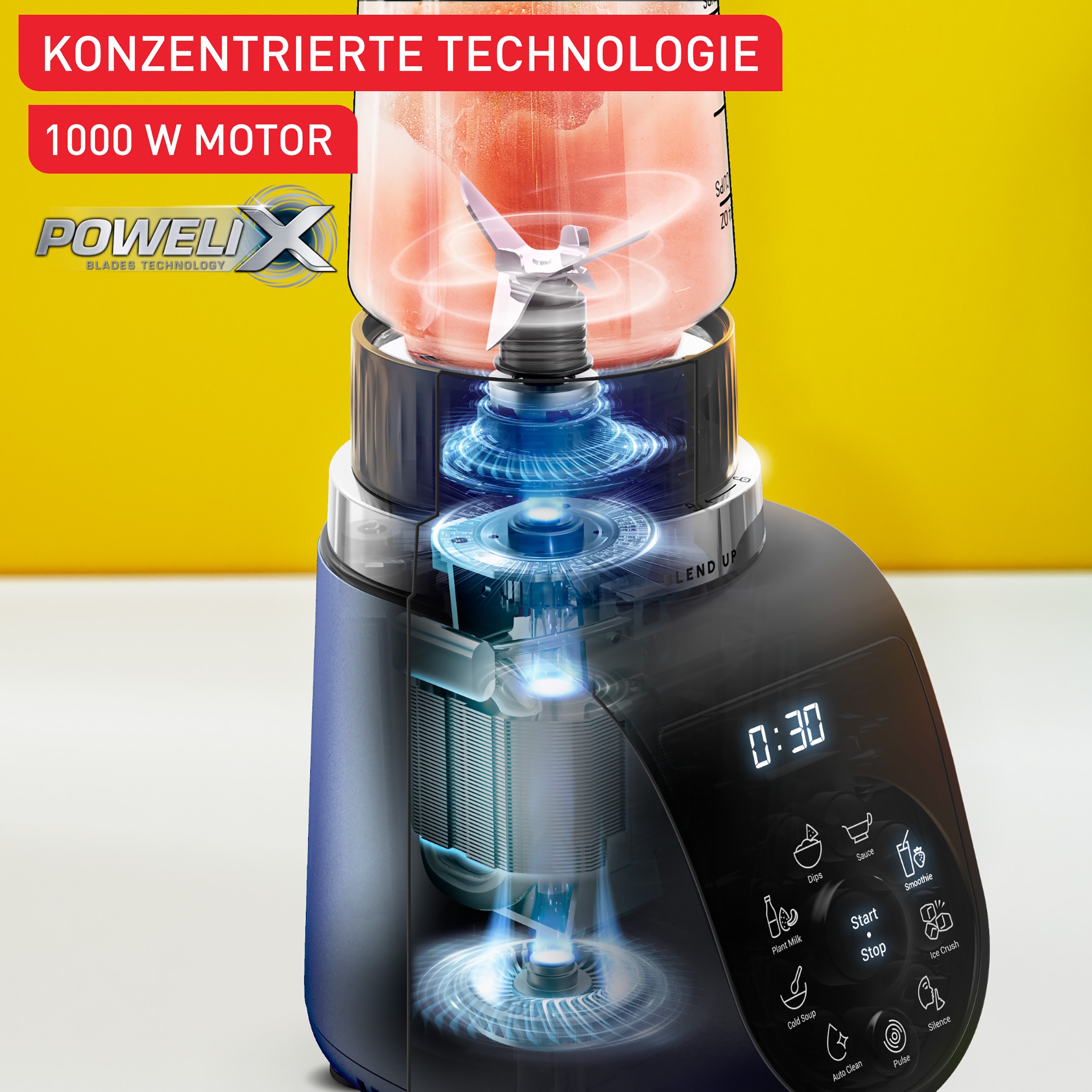 Tefal Standmixer »BL19H4 Blend Up«, 1000 W, 8 automatische Programme, kompakt, Silence-Modus