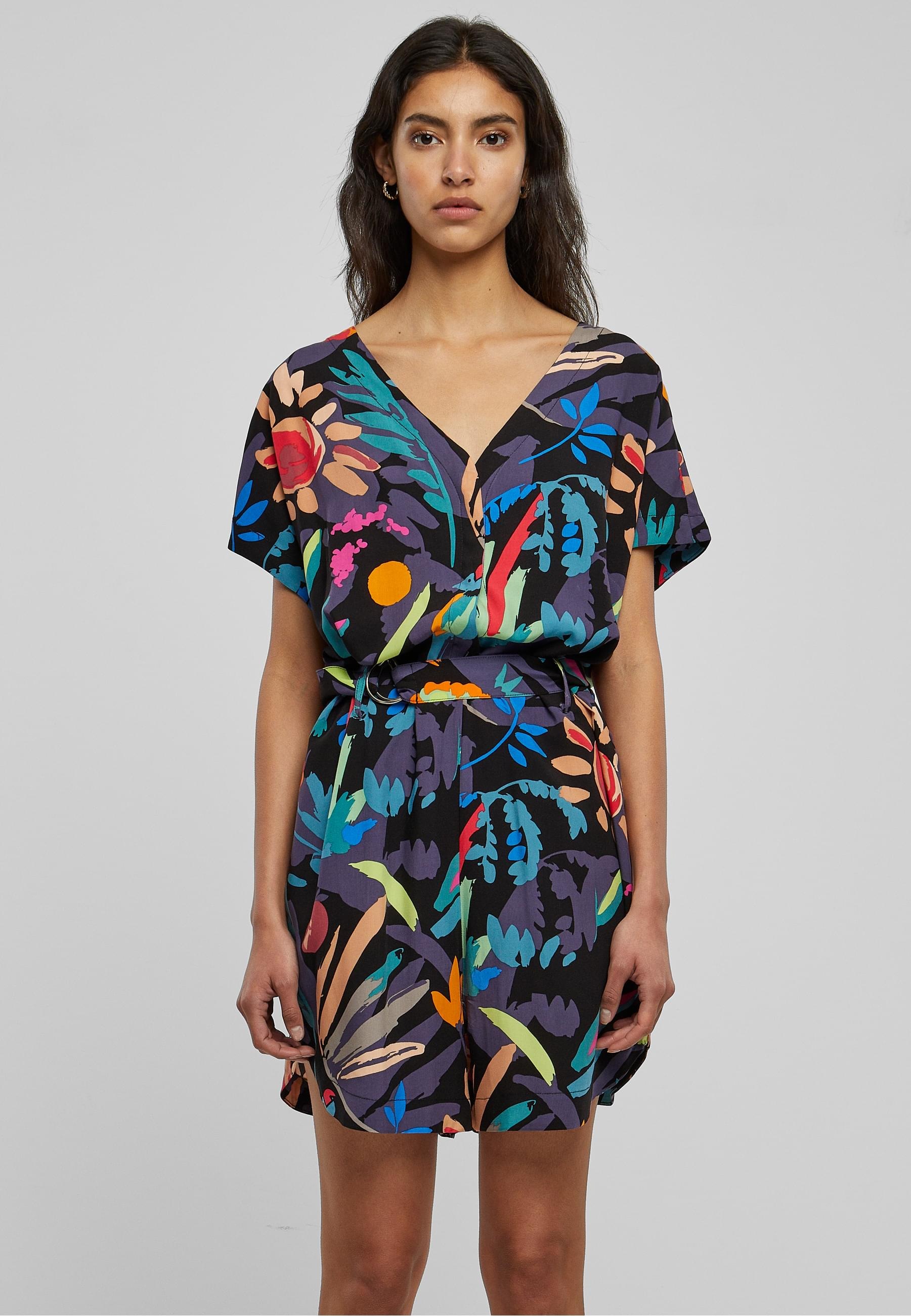 URBAN CLASSICS Jumpsuit »Urban Classics Damen Ladies Short Viscose Belt Jumpsuit« 1 Stk.