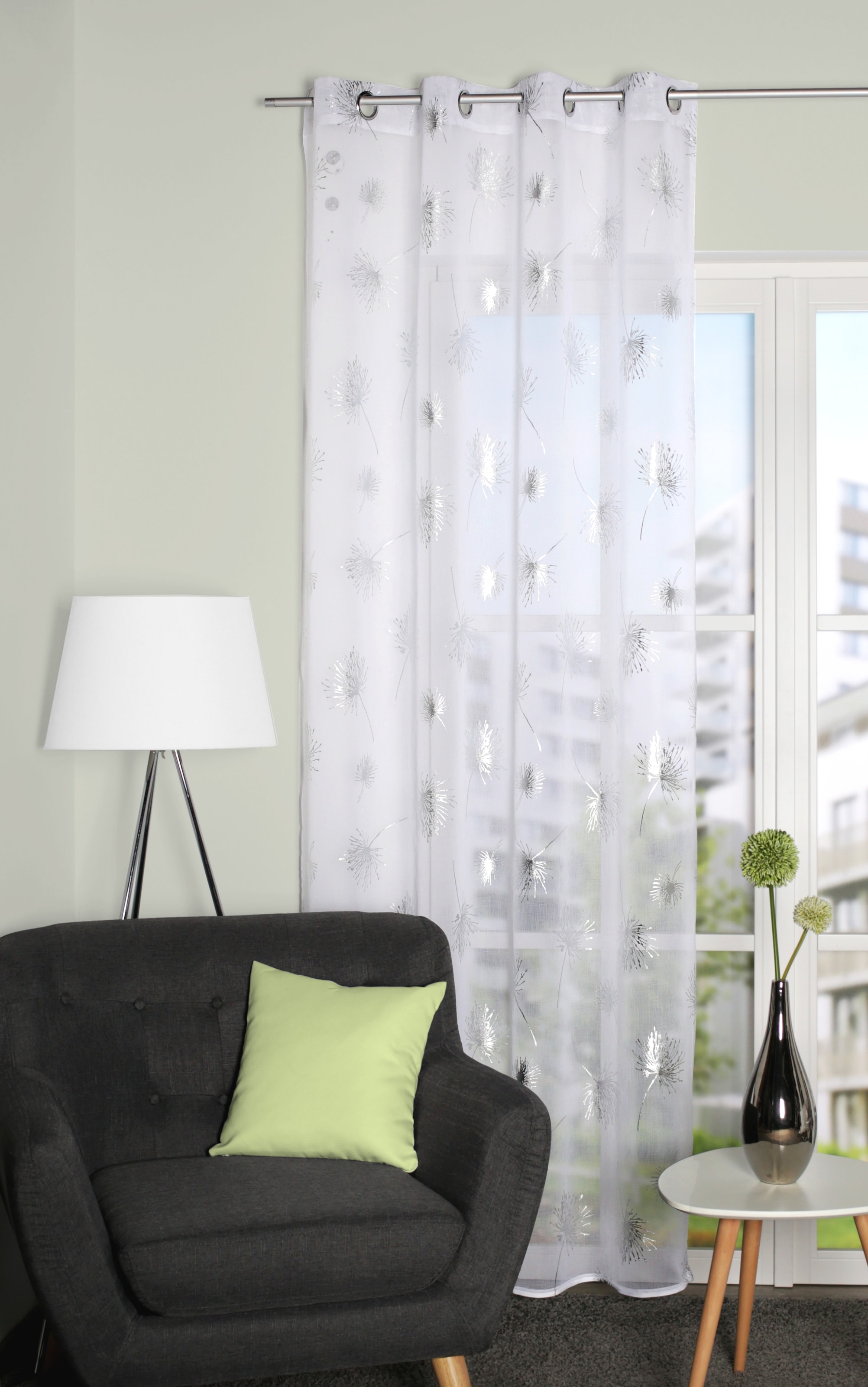 Home Wohnideen Gardine "MESUT", silber, 245cm, Ösen, 135cm