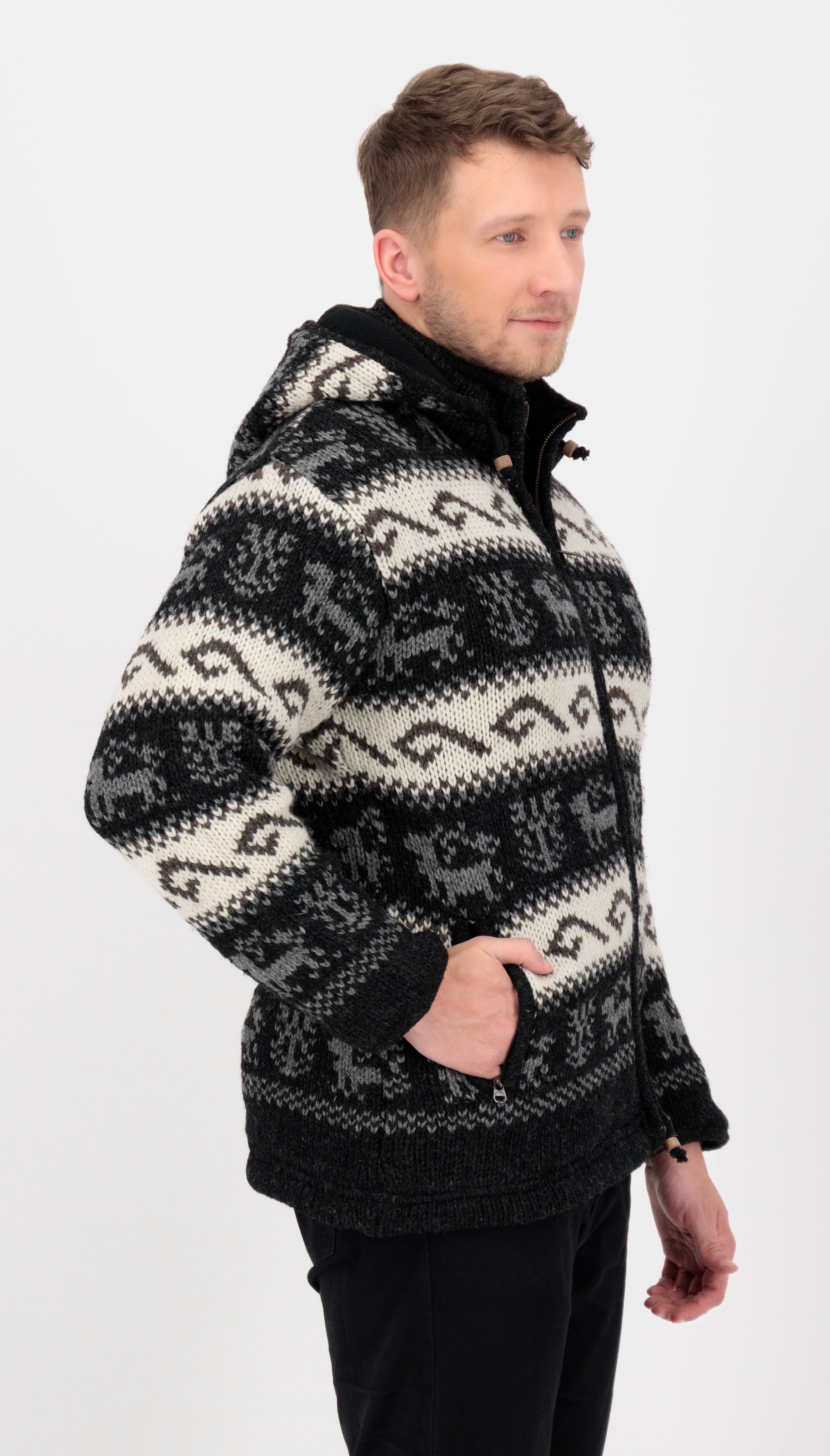 DEPROC Active Strickfleecejacke »LHOTSE MEN«, mit Kapuze und weichem Fleece gefüttert