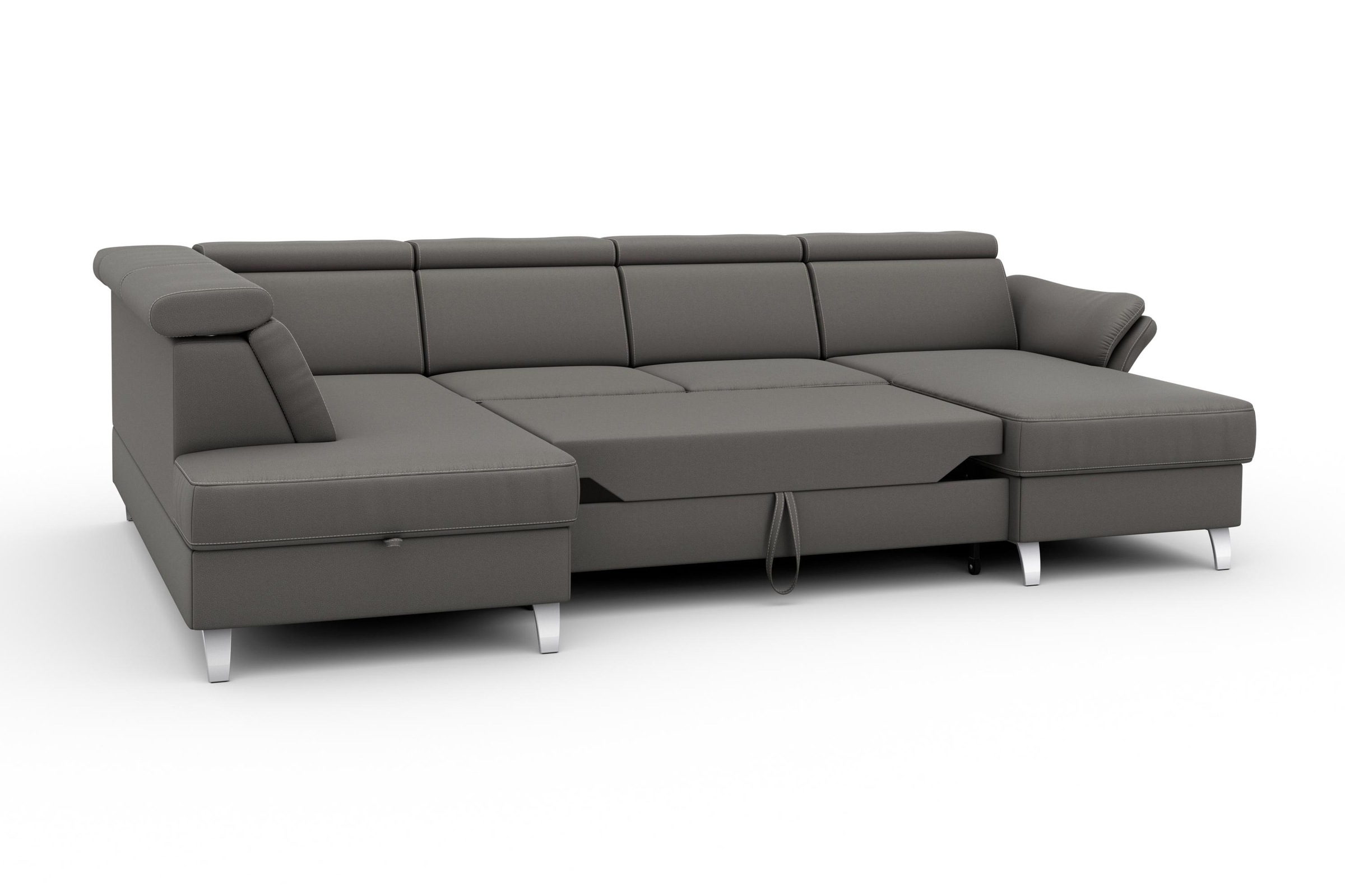 sit&more Wohnlandschaft »Vincenzo U-Form«, inklusive Kopfteilverstellung, wahlweise mit Bettfunktion, Bettkasten