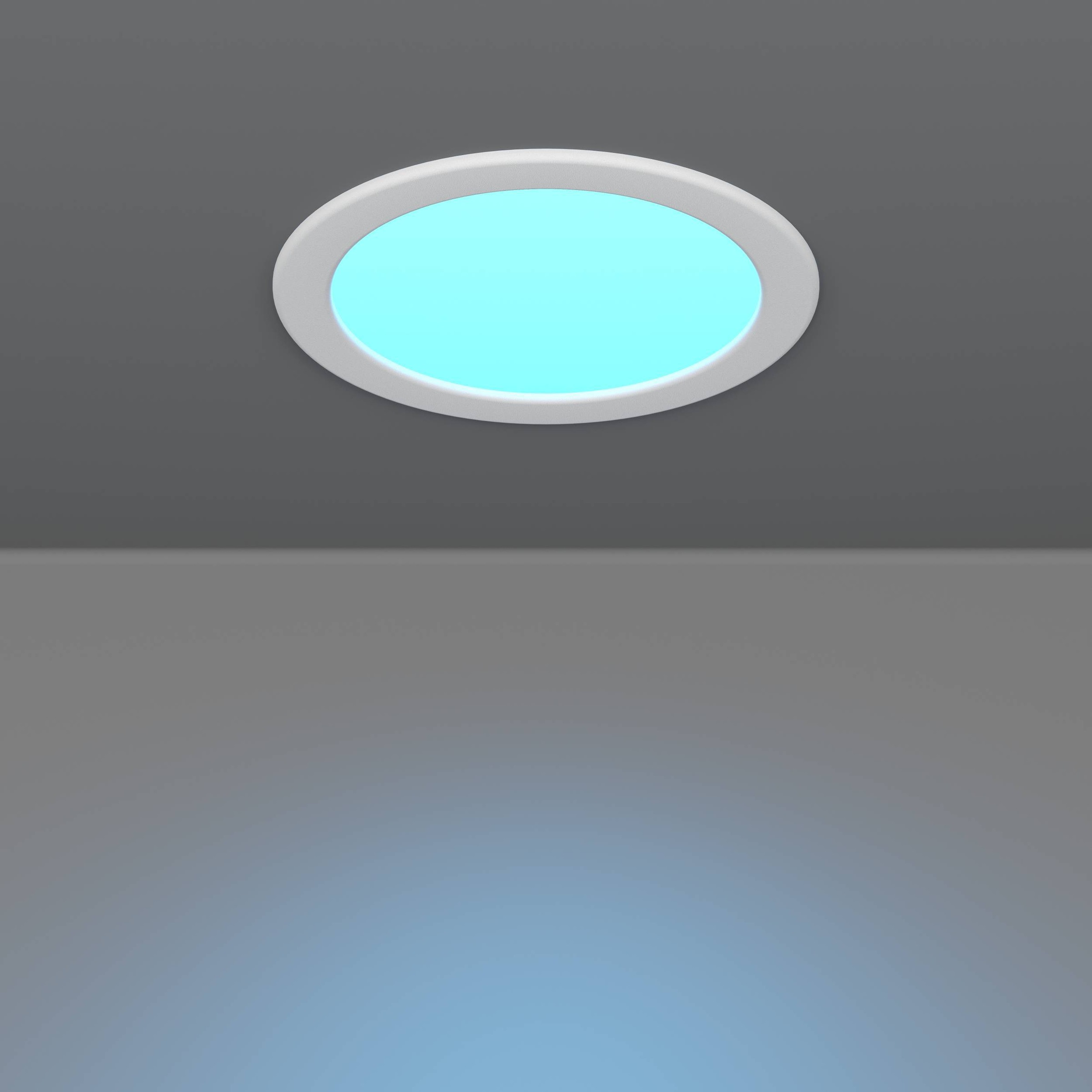 EGLO Einbauleuchte »Fueva 6-Z Deckenlampe, ZigBee, App und Sprachsteuerung, Badlampe, IP44« LED-Modul 1 Stk. Kaltweiß | RGB Einbauleuchte - Ø16,8 x ET40 cm - weiß - 9,5W inkl.